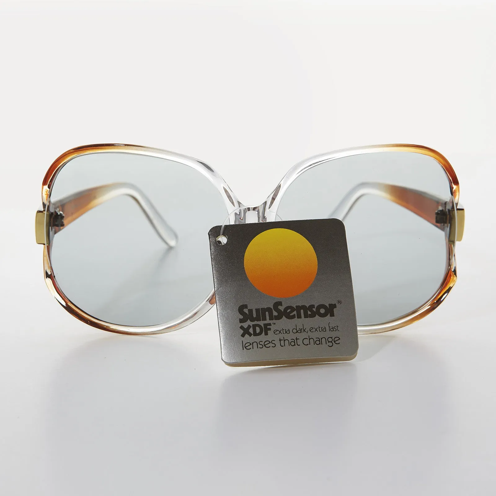Oversized Huge Vintage Sunglass with Transition Glass Lens - Phyllis