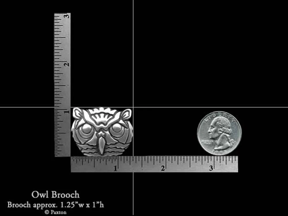 Owl Brooch Pin Sterling Silver