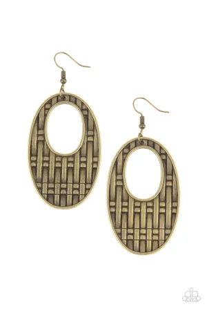 Paparazzi - Engraved Edge - Brass Earring