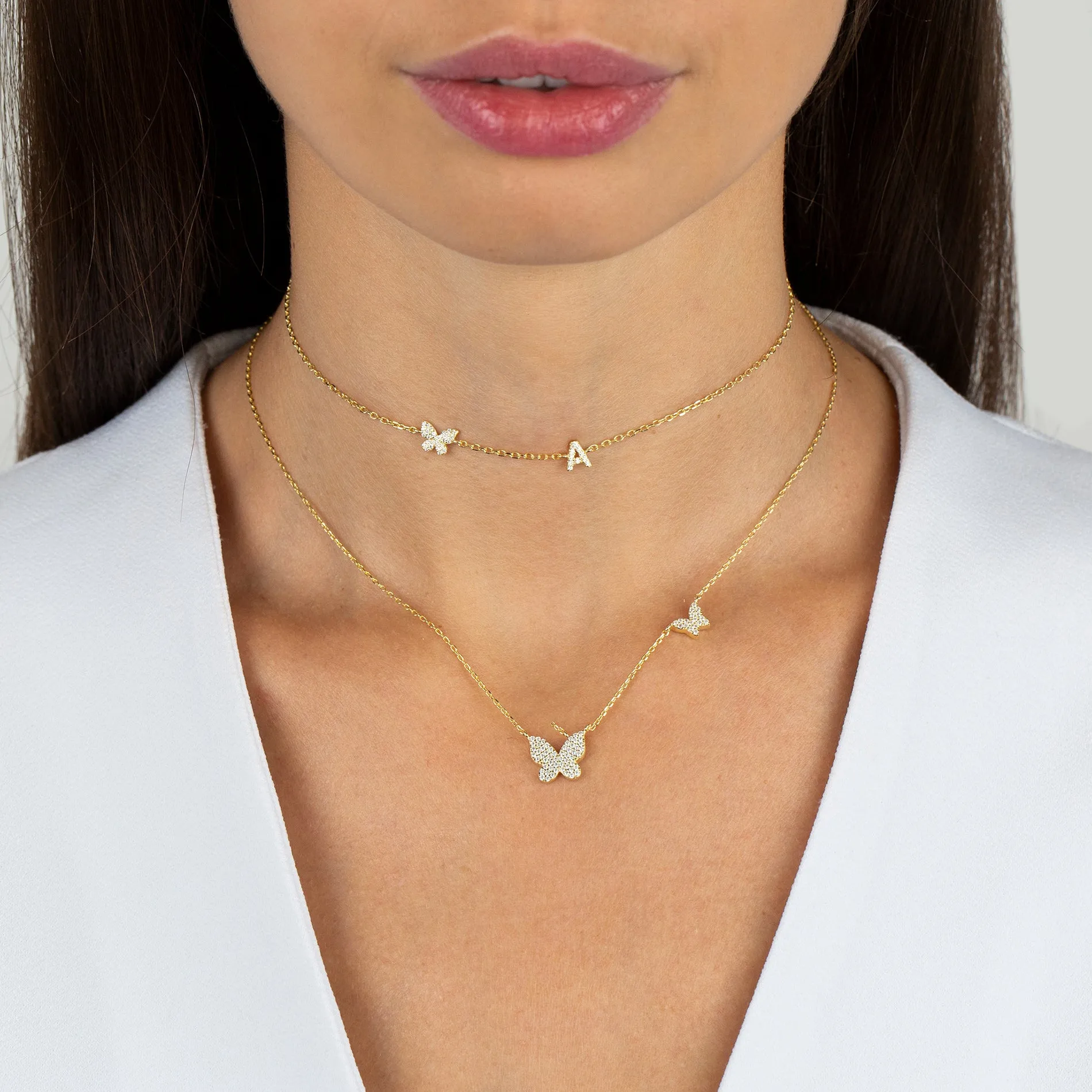 Pavé Double Butterfly Necklace