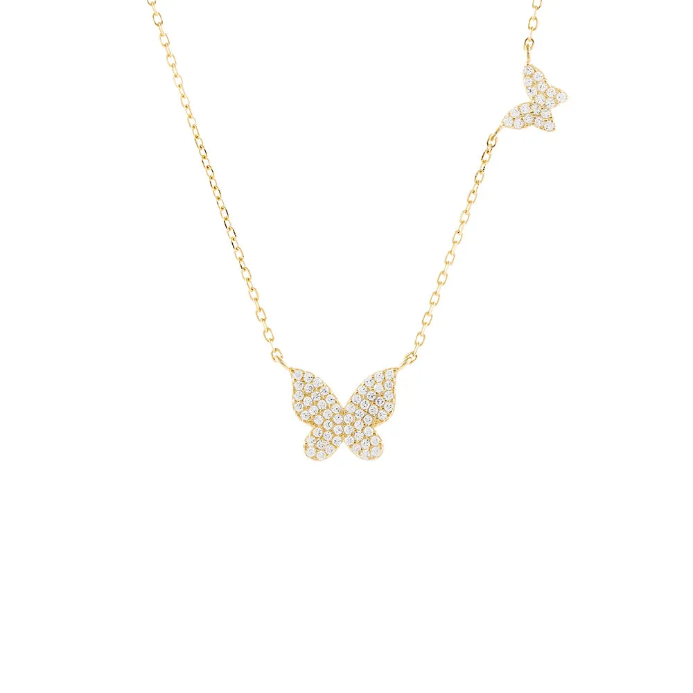 Pavé Double Butterfly Necklace