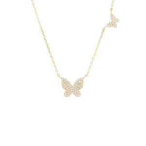 Pavé Double Butterfly Necklace