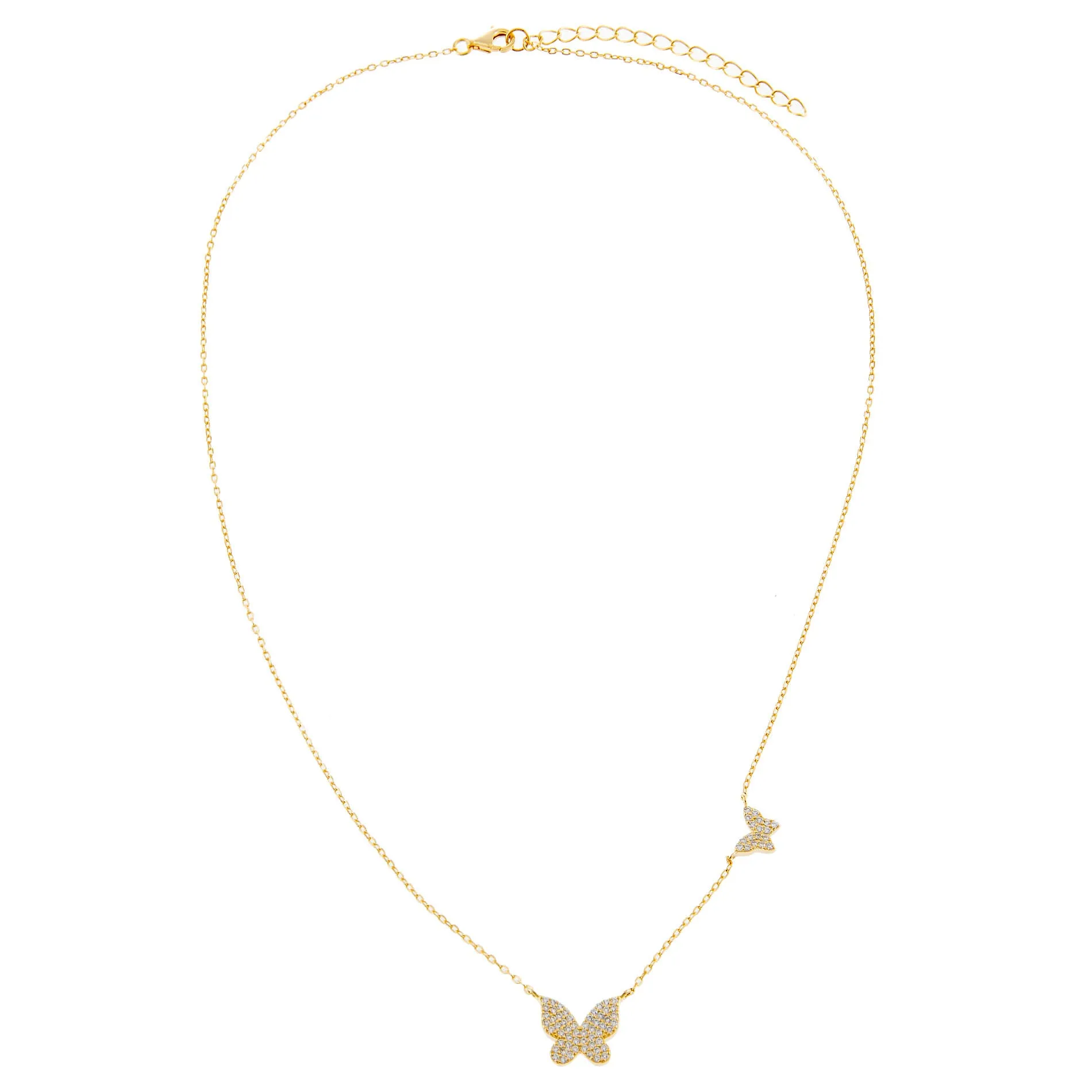 Pavé Double Butterfly Necklace