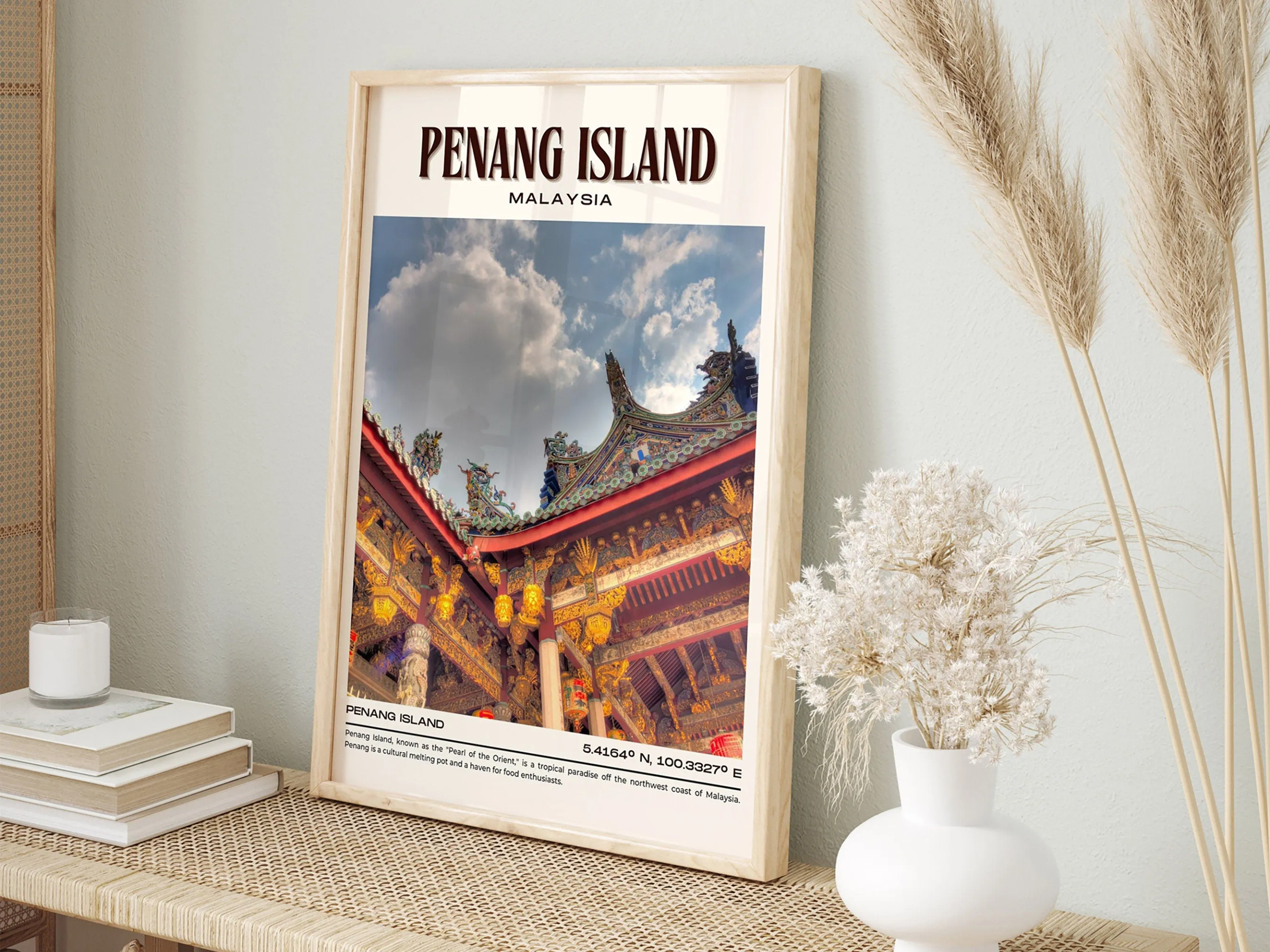 Penang Island Vintage Wall Art, Malaysia