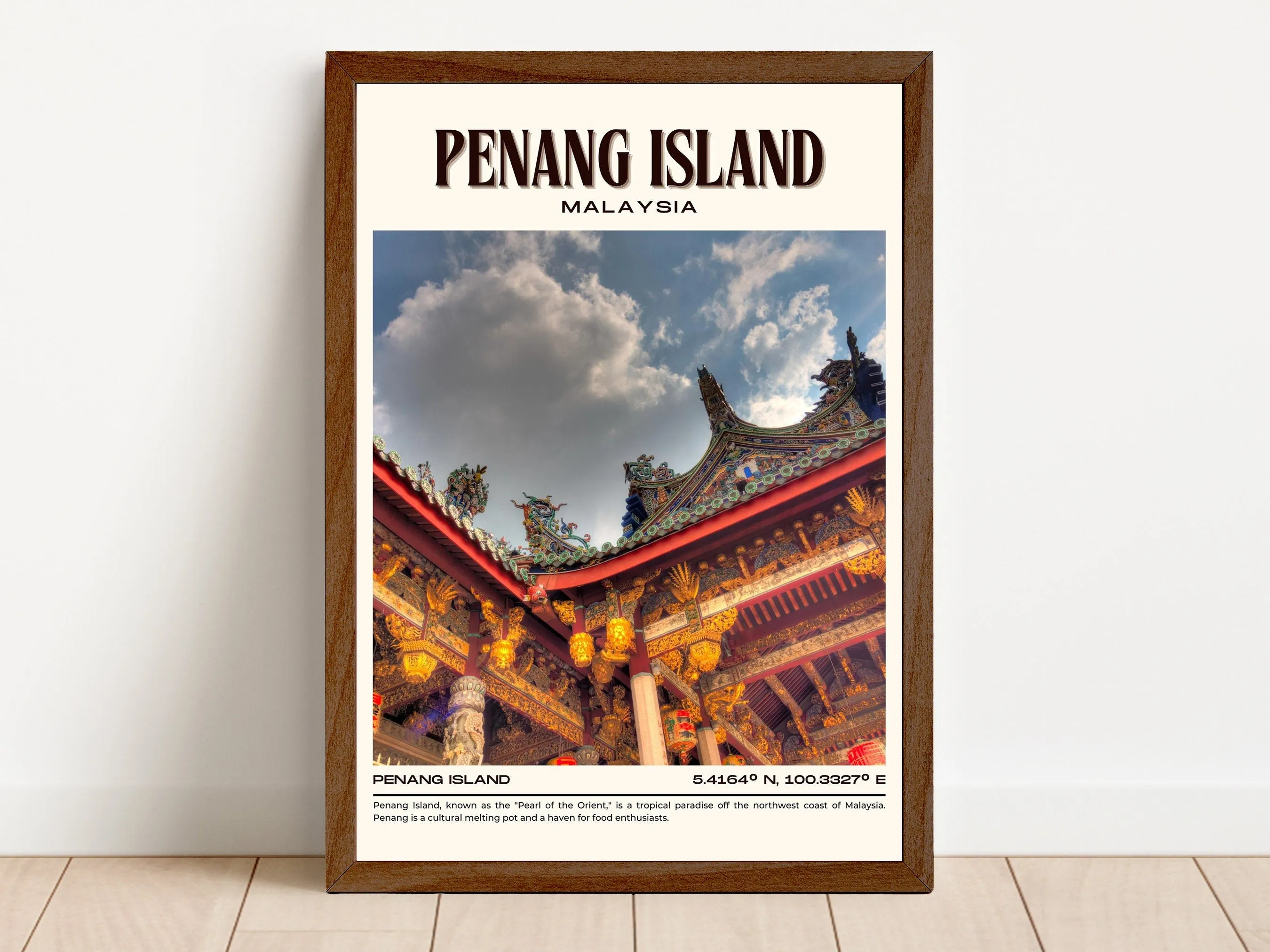 Penang Island Vintage Wall Art, Malaysia