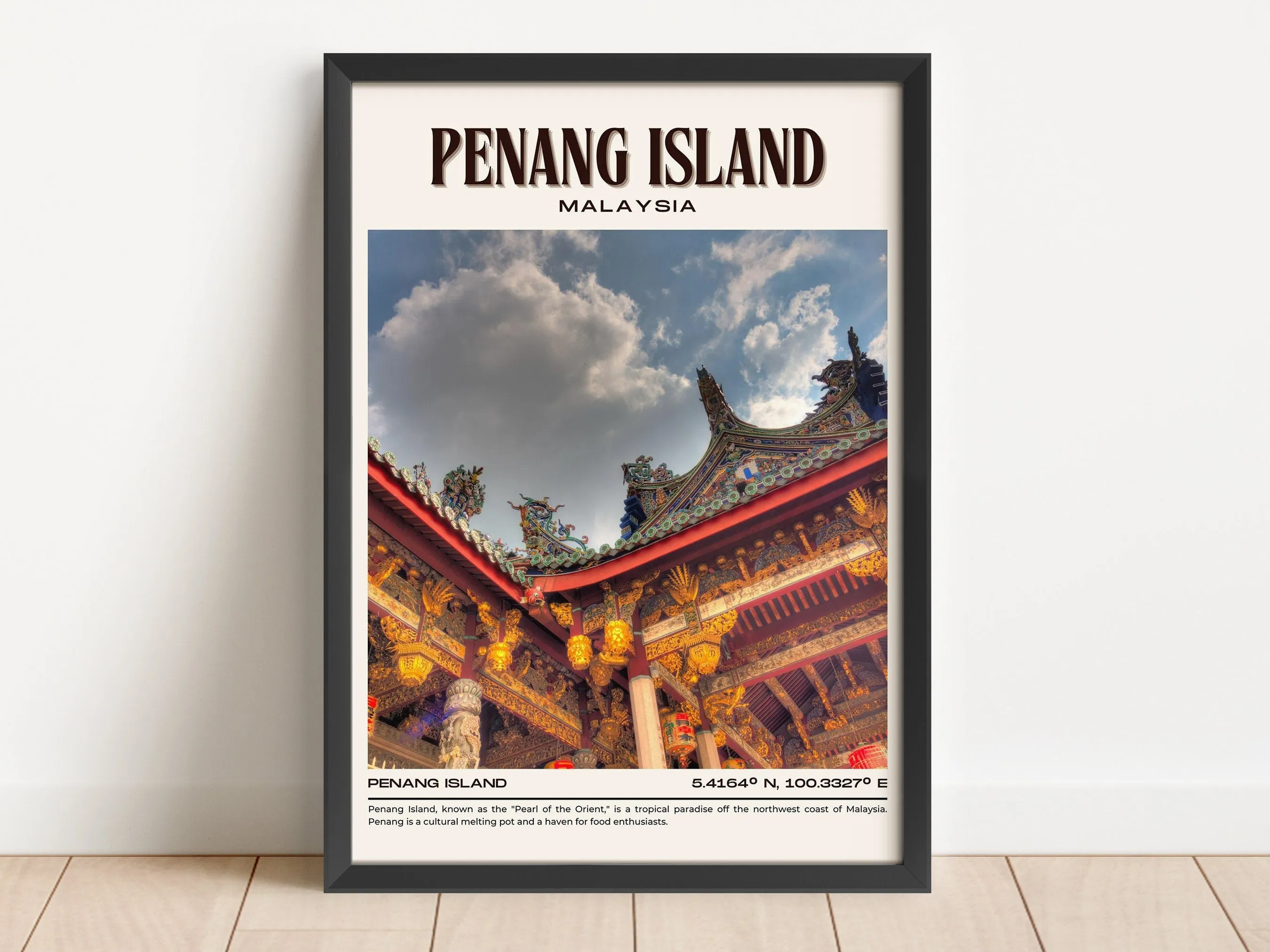 Penang Island Vintage Wall Art, Malaysia