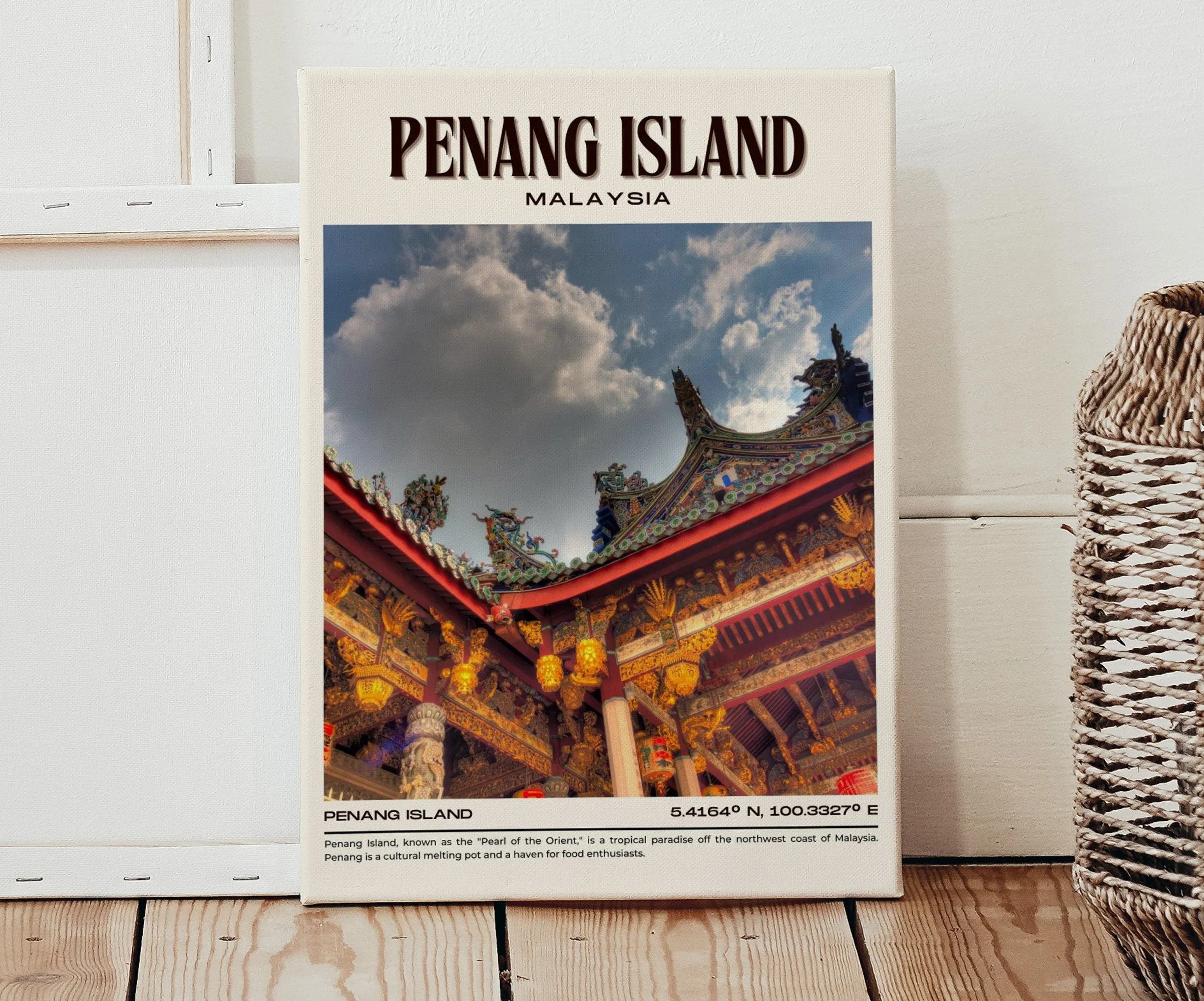 Penang Island Vintage Wall Art, Malaysia