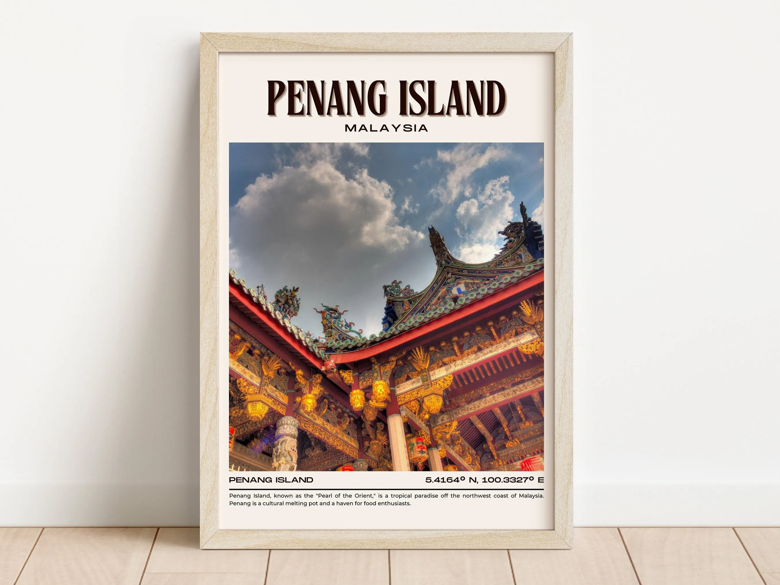 Penang Island Vintage Wall Art, Malaysia
