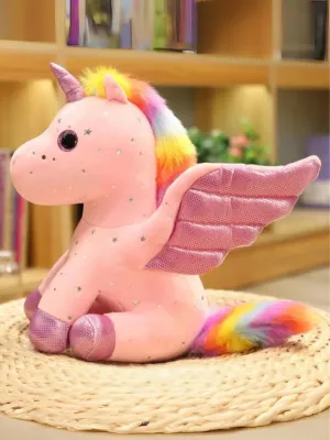 Perfect Cuddly Companion for Kids Adorable Multicolored Angel Unicorn Plush Toy