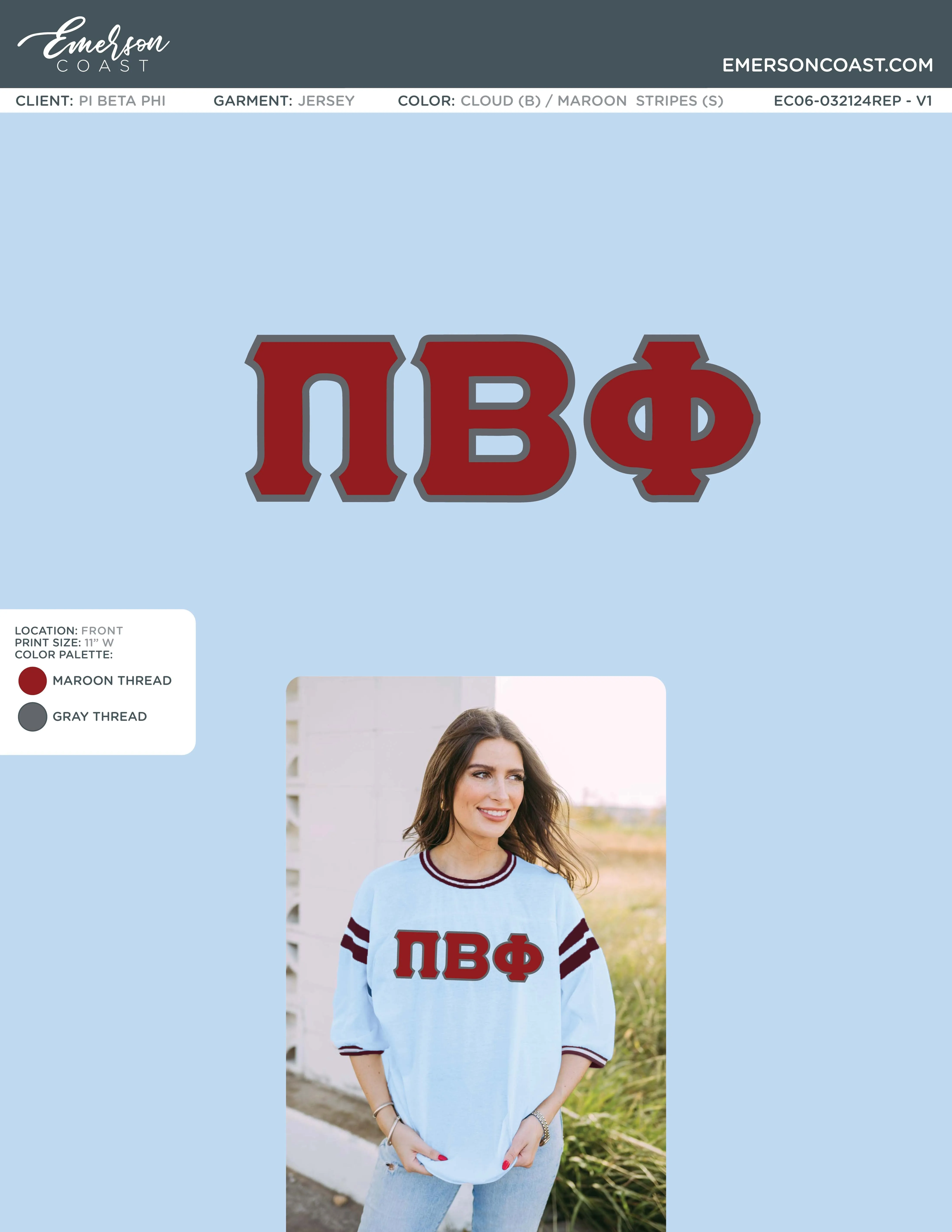 Pi Beta Phi Recruitment and Bid Day Greek Letter Jersey