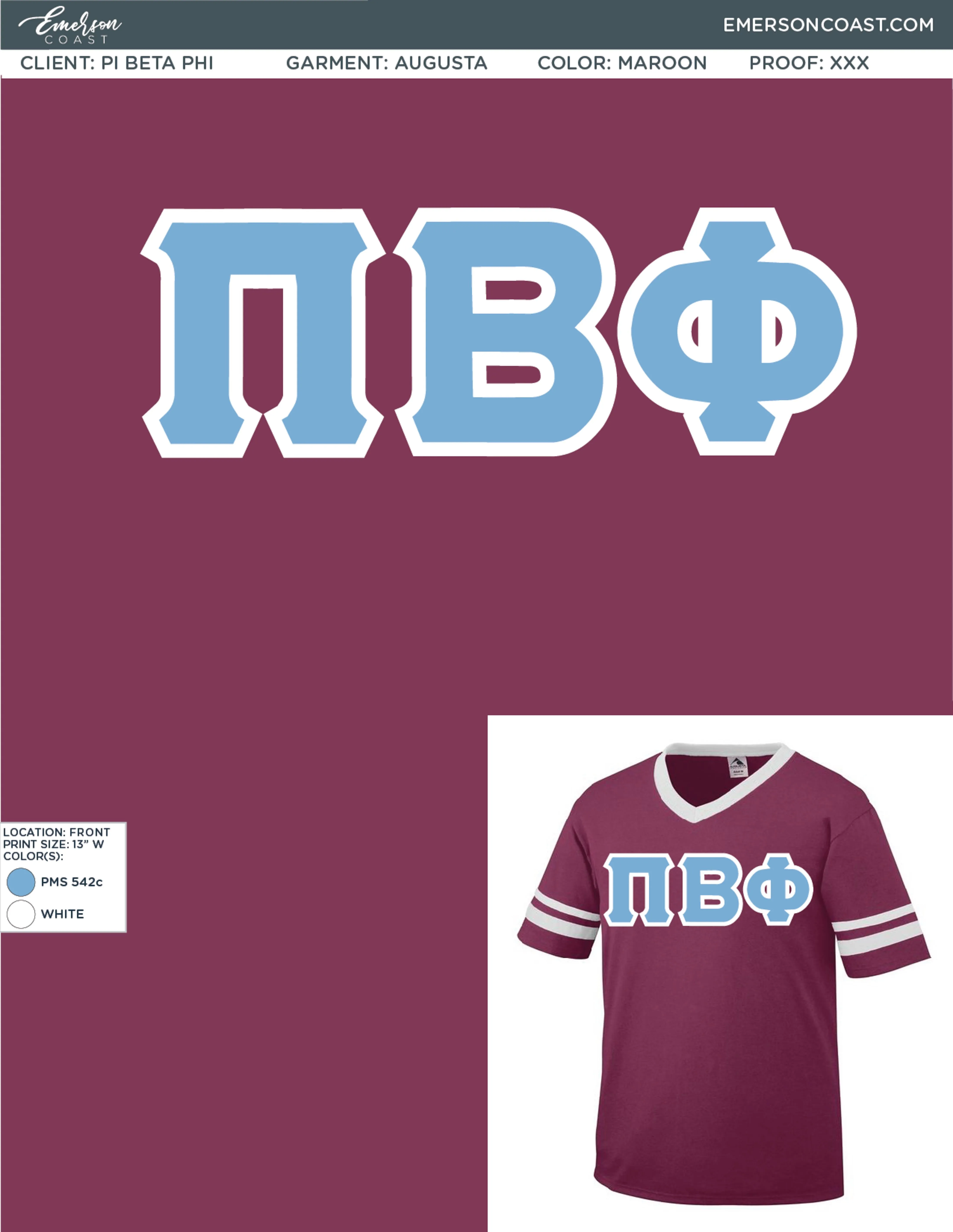 Pi Beta Phi Recruitment and Bid Day Greek Letter Jersey
