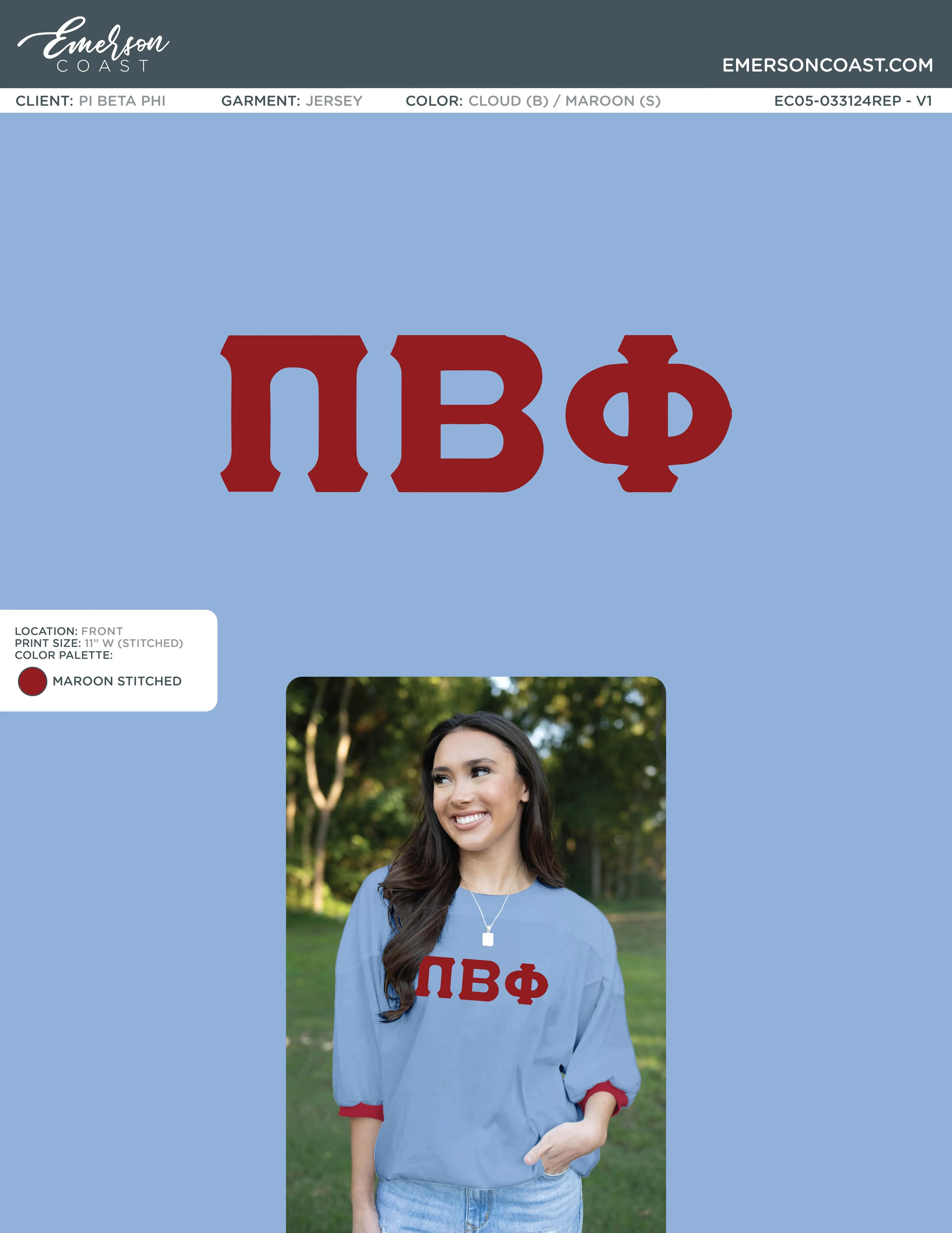 Pi Beta Phi Recruitment and Bid Day Greek Letter Jersey