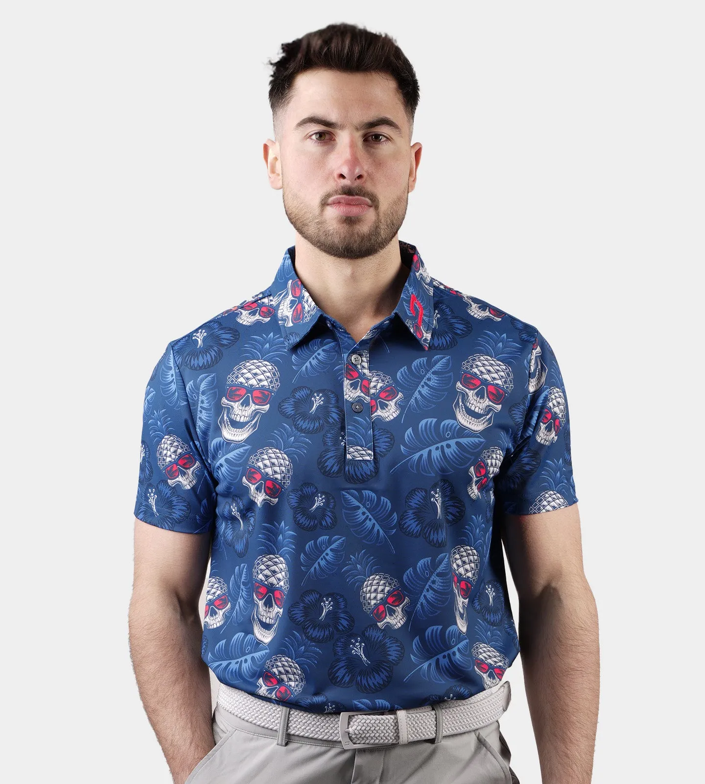 PINEAPPLE SKULLZ 2.0 POLO - NAVY / CORAL