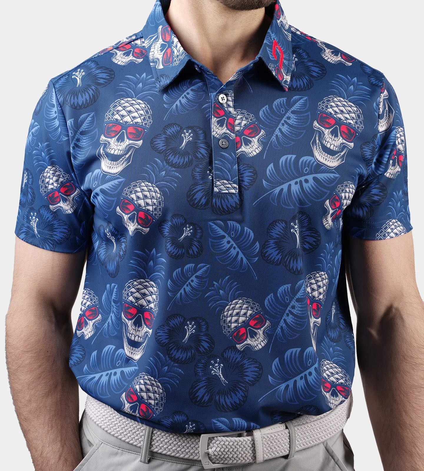 PINEAPPLE SKULLZ 2.0 POLO - NAVY / CORAL