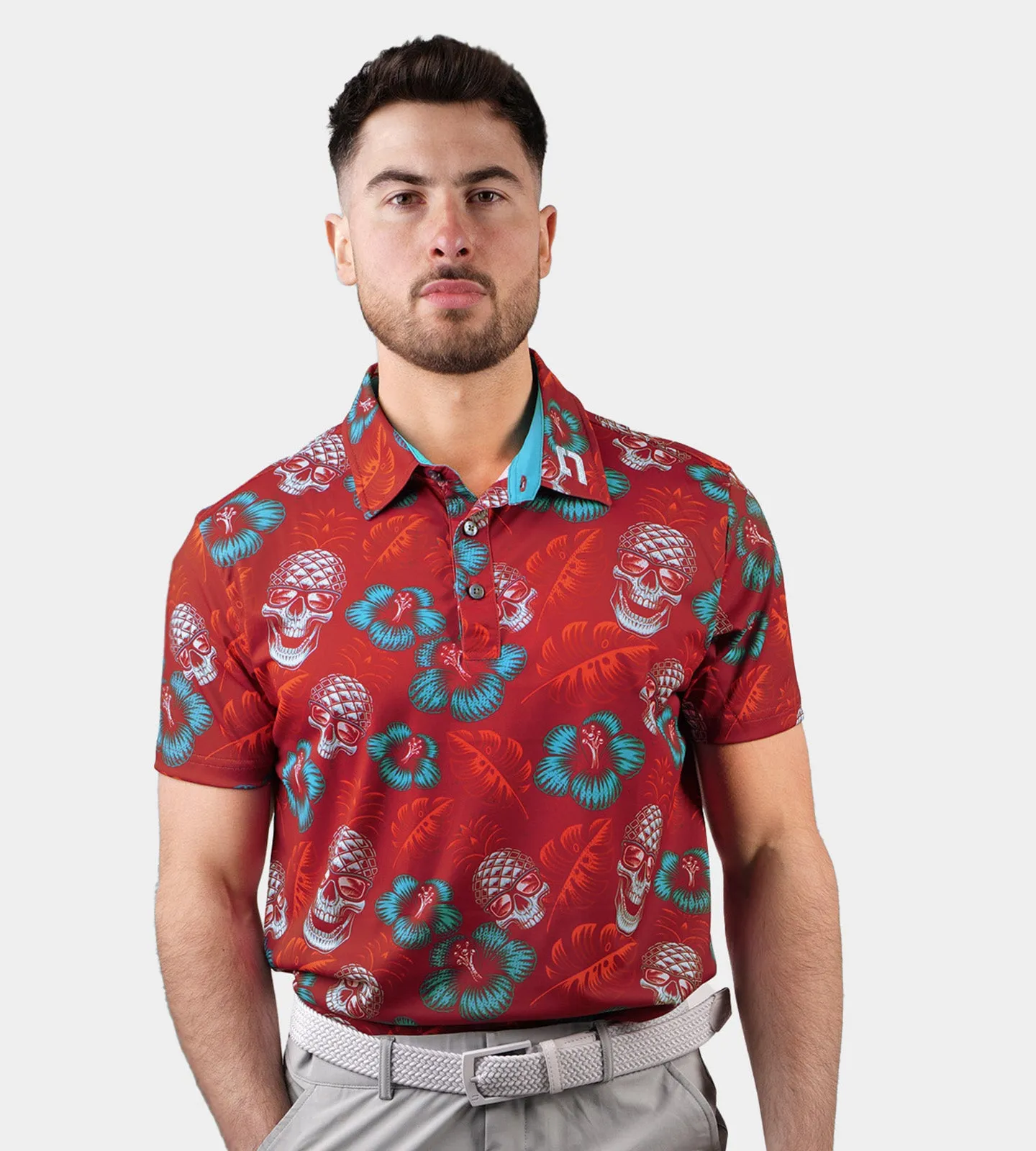 PINEAPPLE SKULLZ POLO - RED