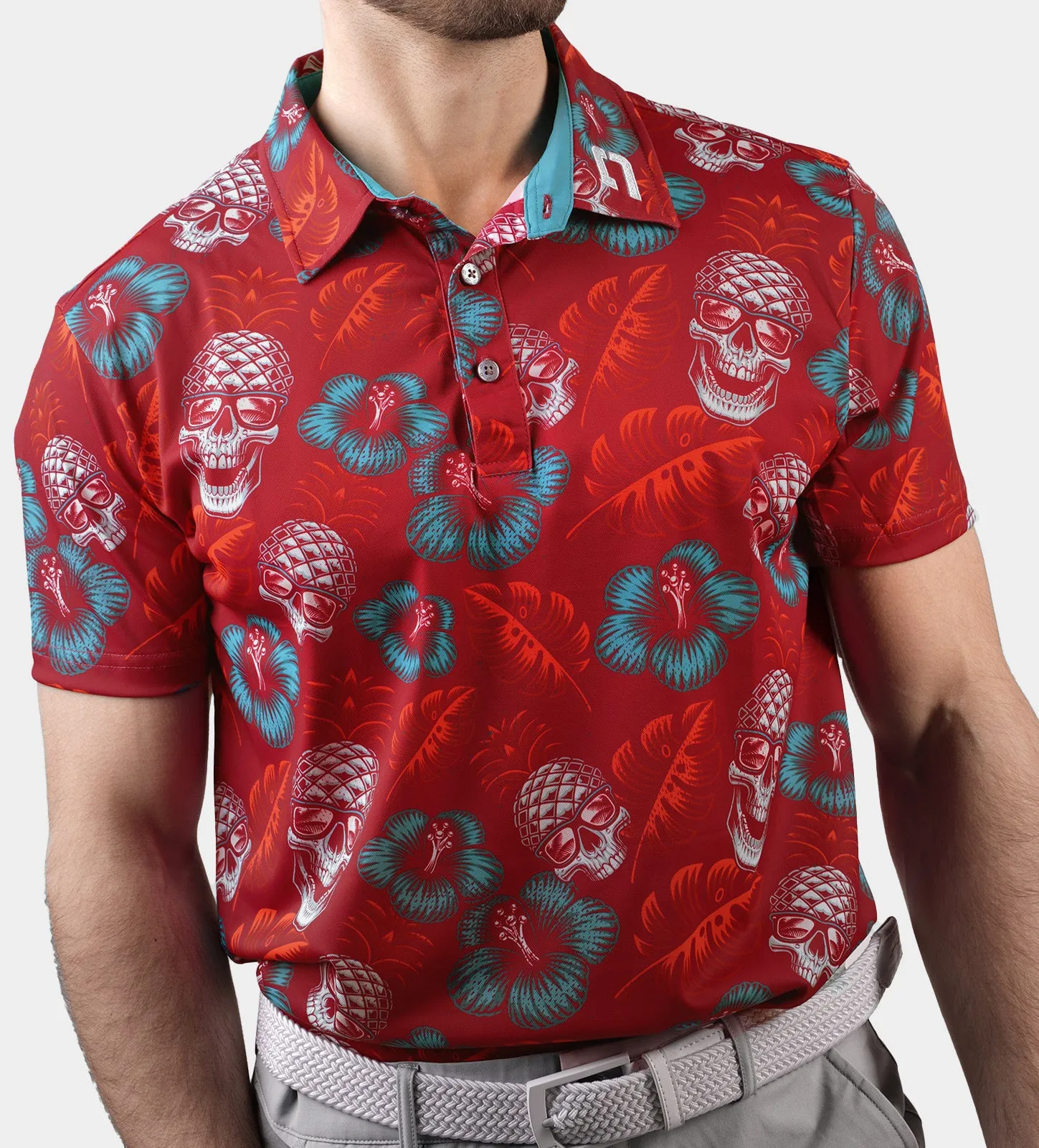 PINEAPPLE SKULLZ POLO - RED