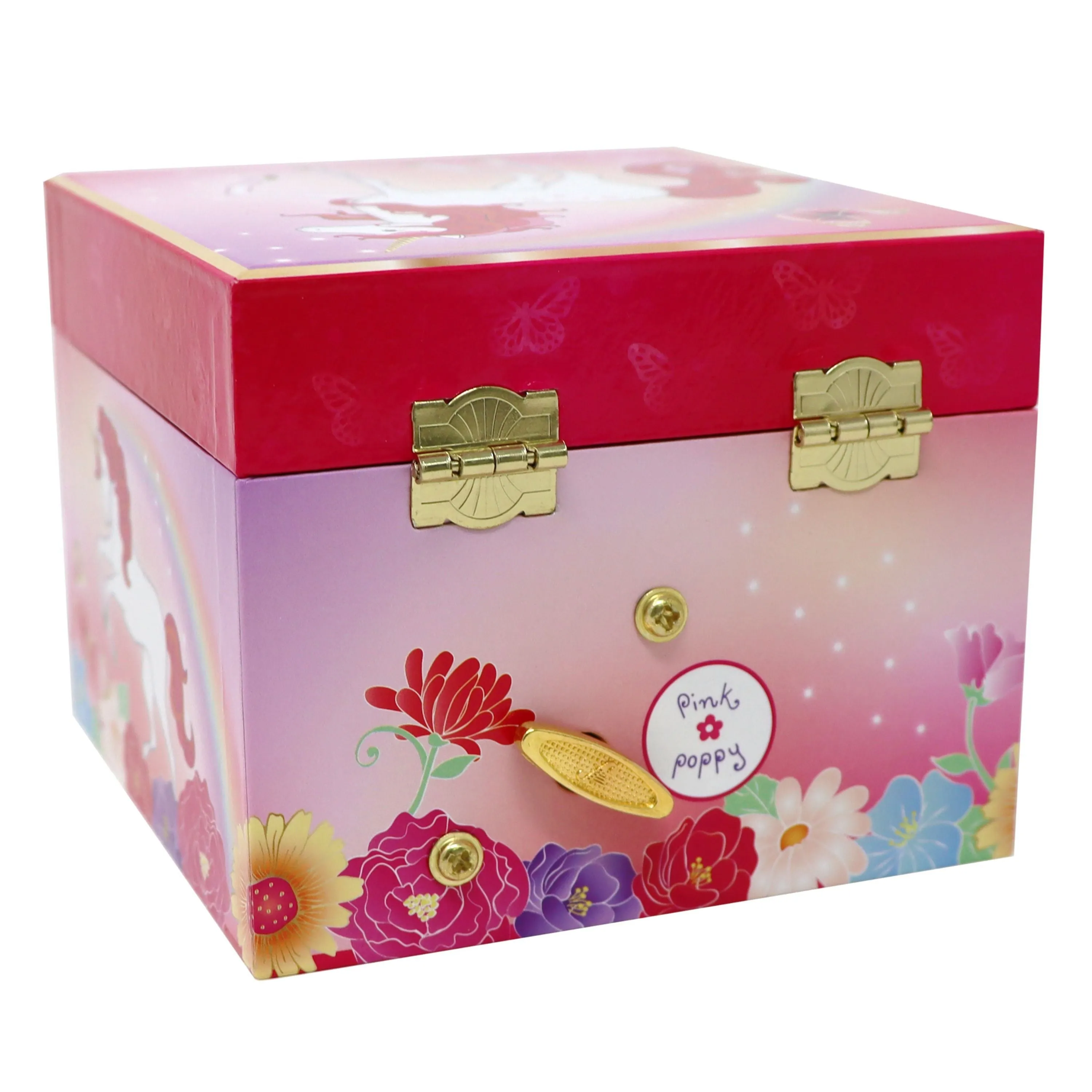 Pink Poppy Unicorn Butterfly Small Musical Jewellery Box