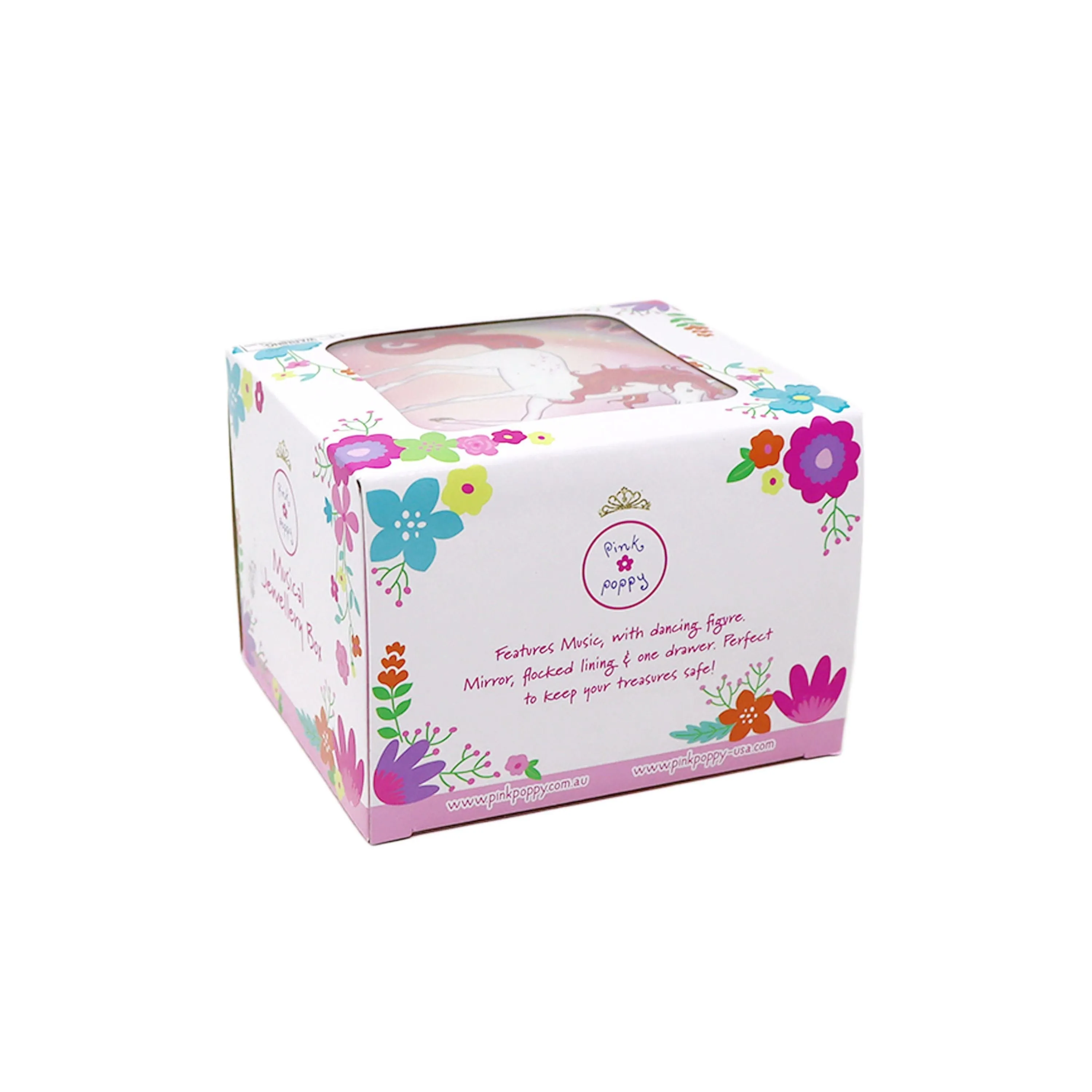 Pink Poppy Unicorn Butterfly Small Musical Jewellery Box