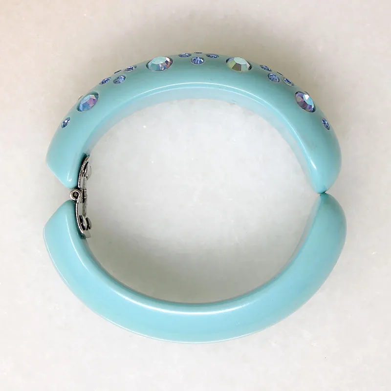 Powder Blue Clamper Bracelet with Rhinestones by Weiss