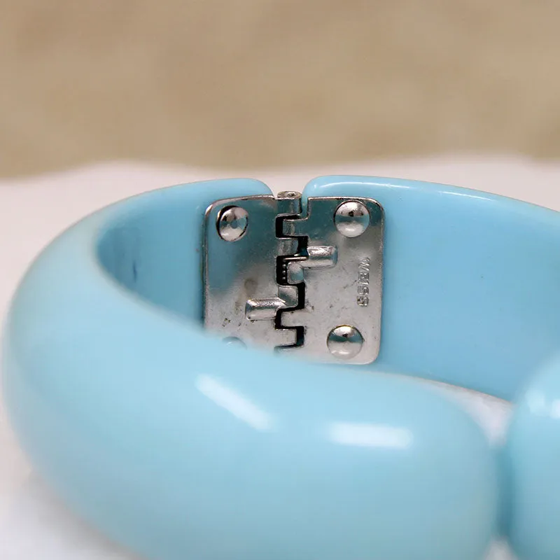 Powder Blue Clamper Bracelet with Rhinestones by Weiss