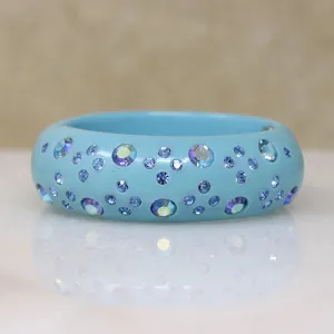 Powder Blue Clamper Bracelet with Rhinestones by Weiss