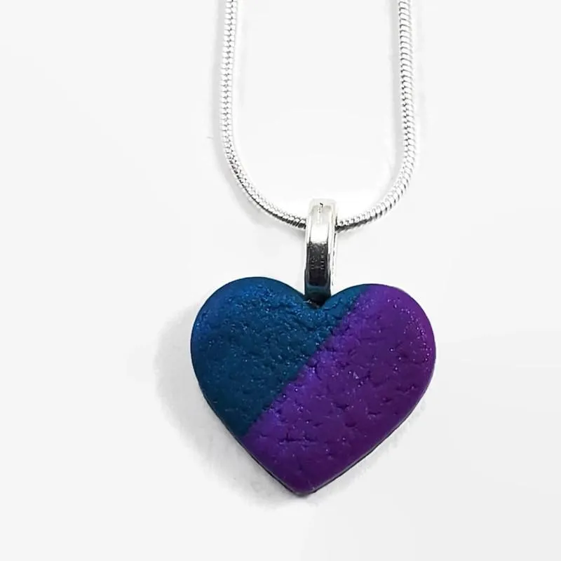 Purple / Teal Heart Pendant - Hope