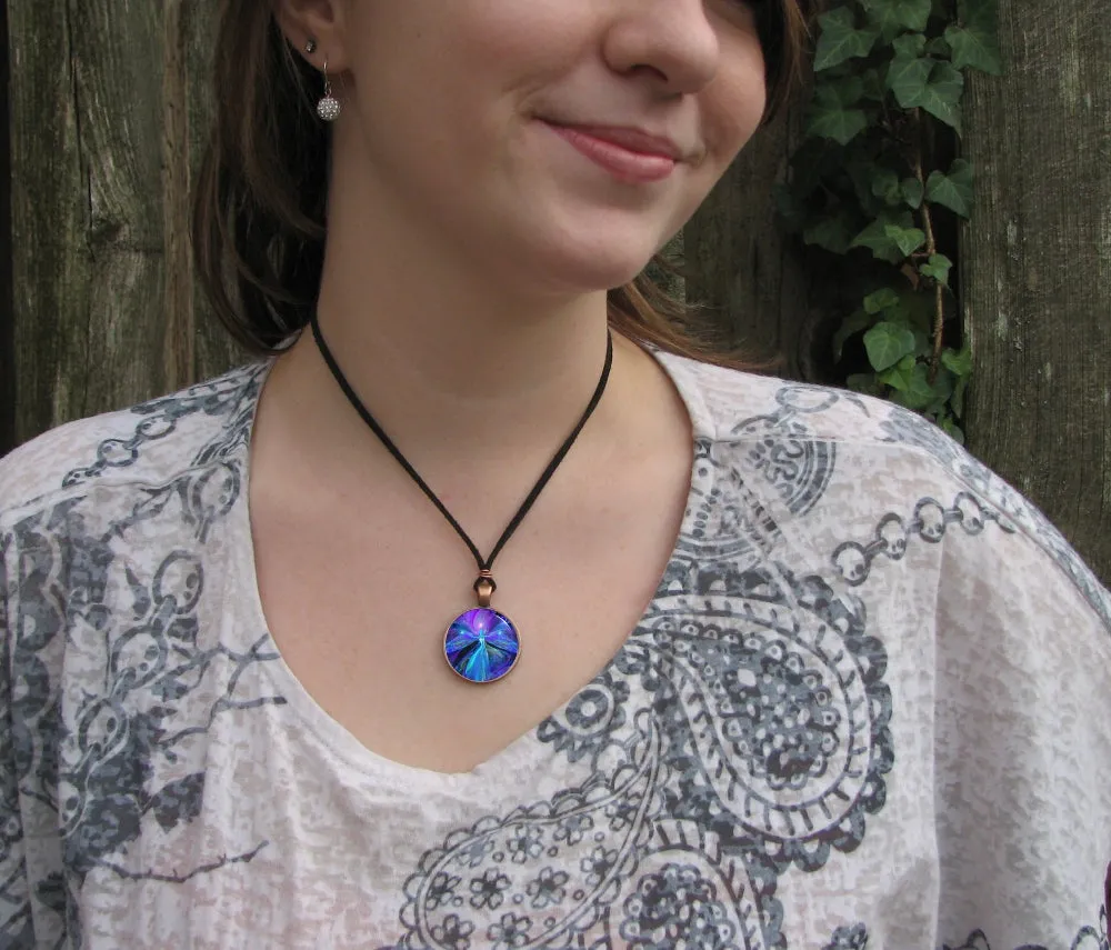 Purple Third Eye Necklace, Intuition Energy Jewelry, Fantasy Angel Art - "The Seer"