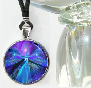 Purple Third Eye Necklace, Intuition Energy Jewelry, Fantasy Angel Art - "The Seer"