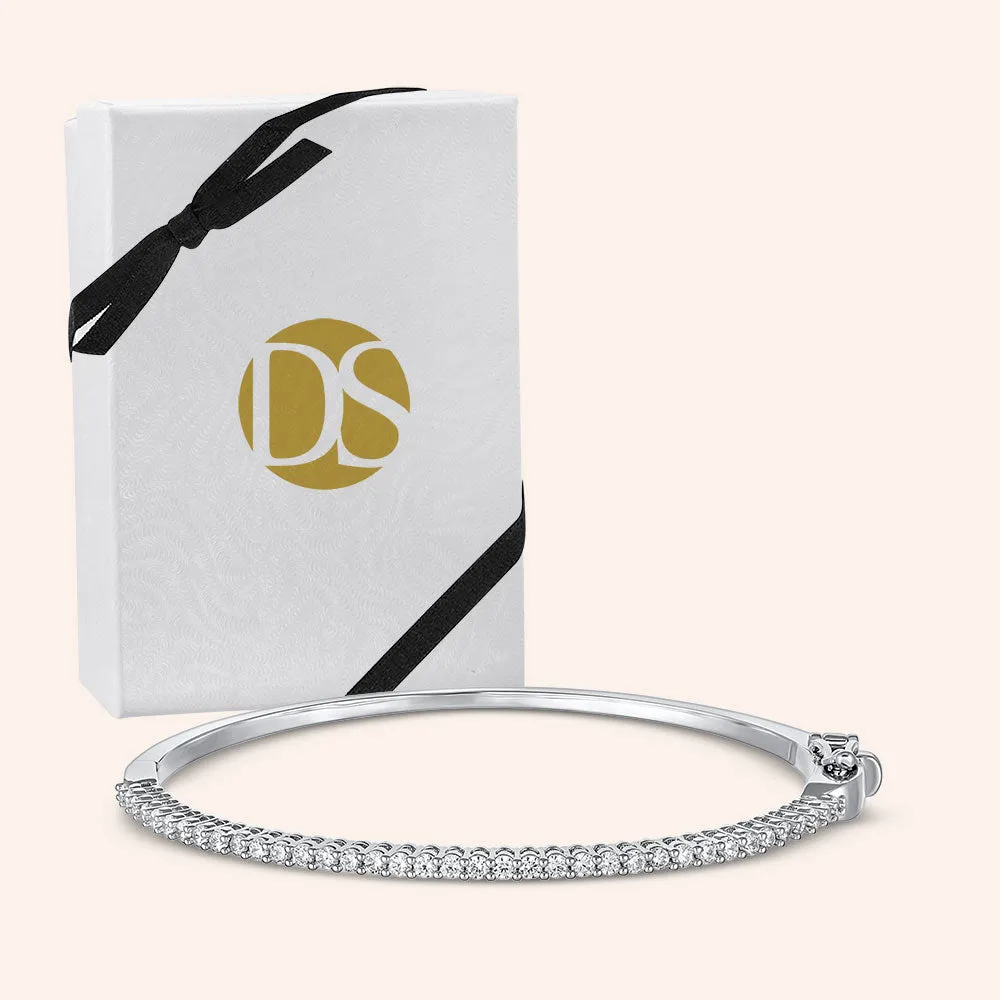 "1-Row Classic" 3.2CTW Hinged Bangle Bracelet