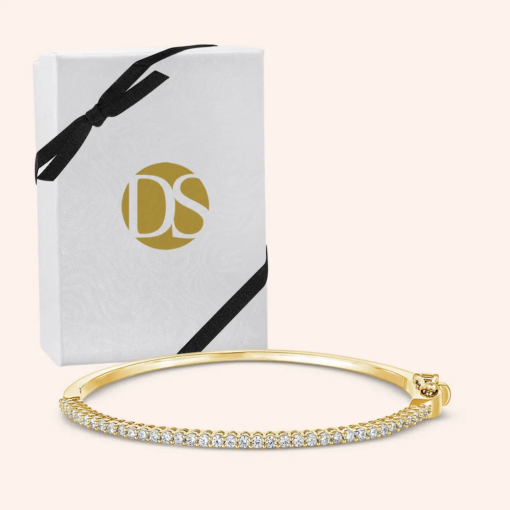 "1-Row Classic" 3.2CTW Hinged Bangle Bracelet