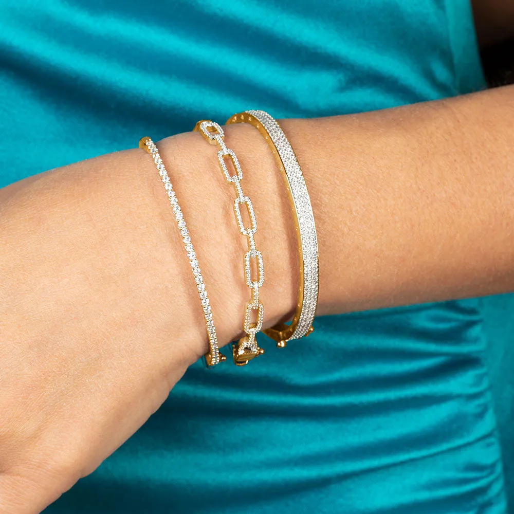 "1-Row Classic" 3.2CTW Hinged Bangle Bracelet