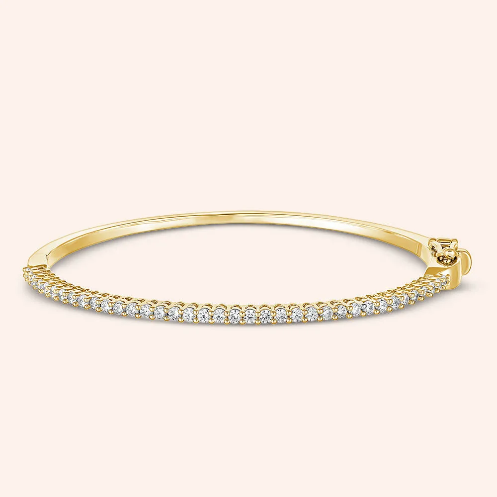 "1-Row Classic" 3.2CTW Hinged Bangle Bracelet