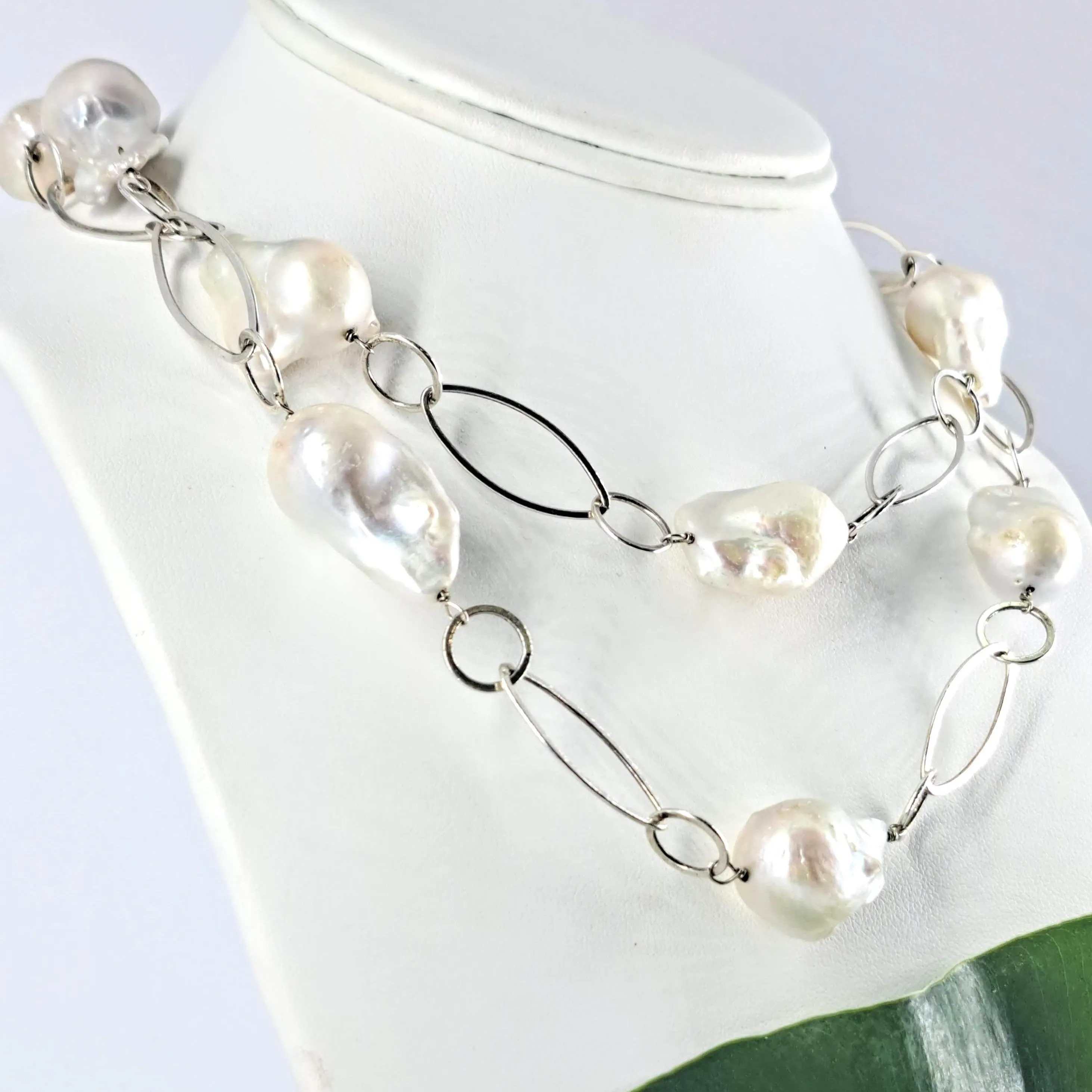 "Gaga Pearls" 34" Necklace - Baroque Pearls, Sterling