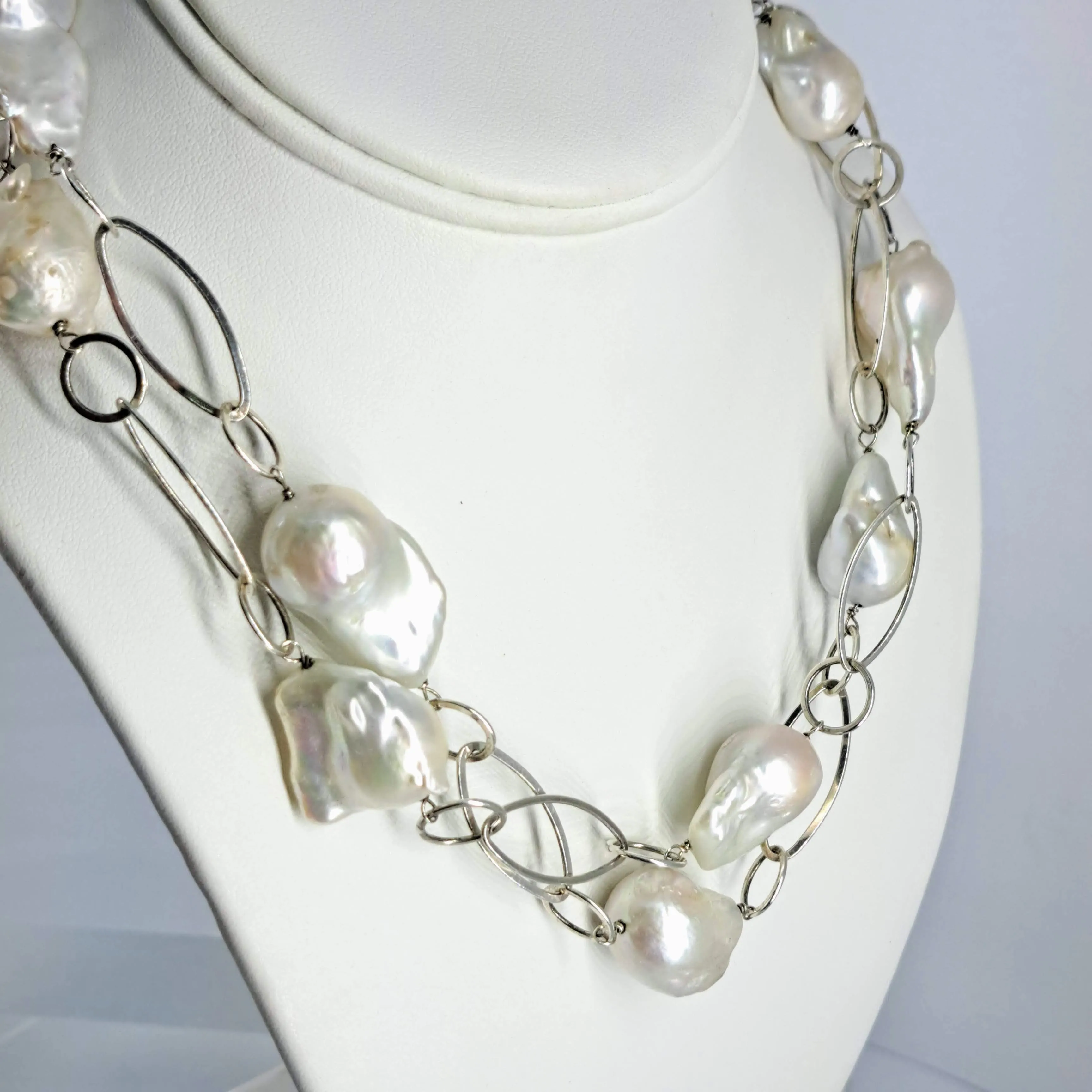 "Gaga Pearls" 34" Necklace - Baroque Pearls, Sterling