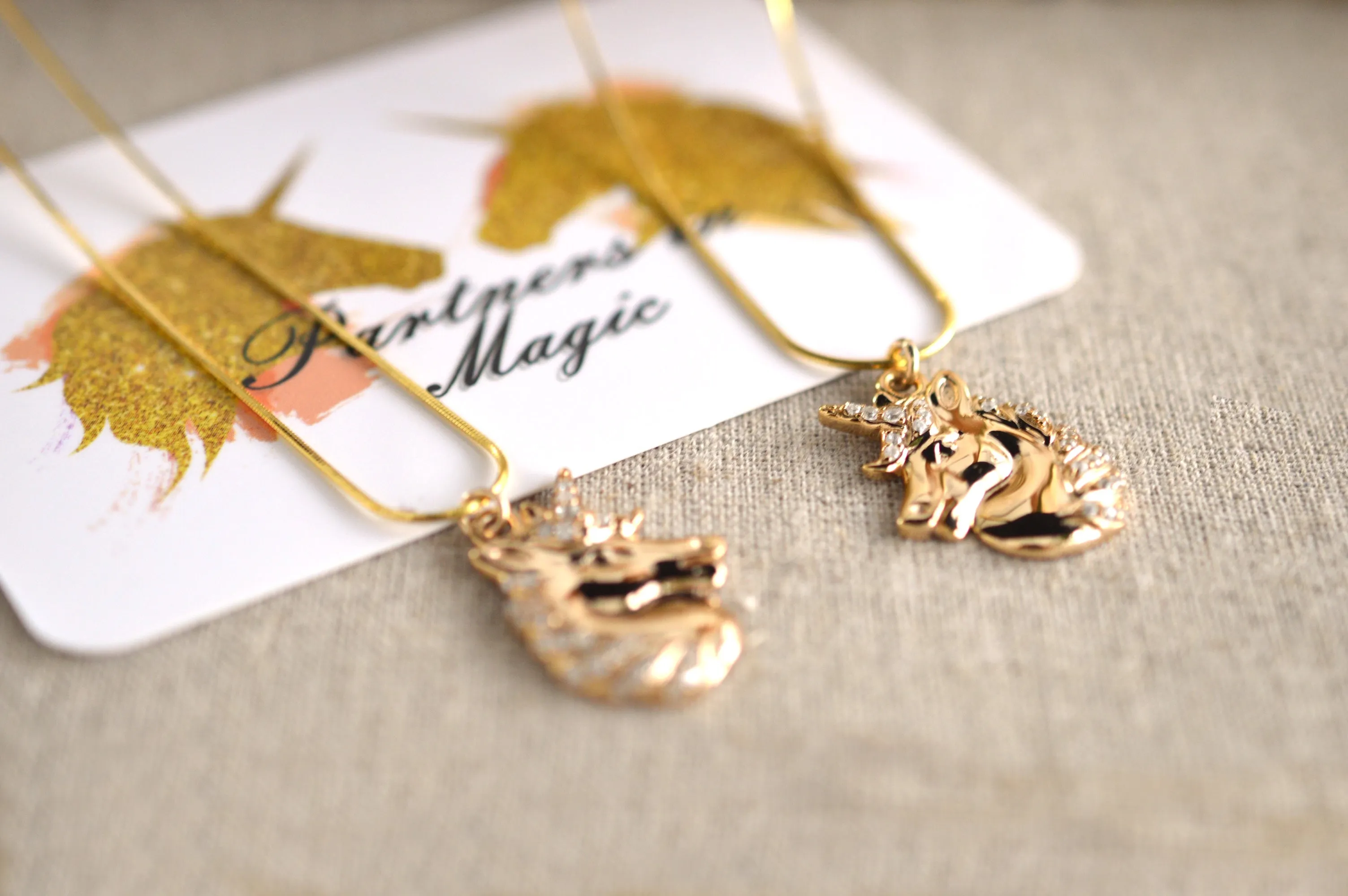 "Partners in Magic" Mystical Unicorn Necklace Pair, Best Friends, Mommy & Me