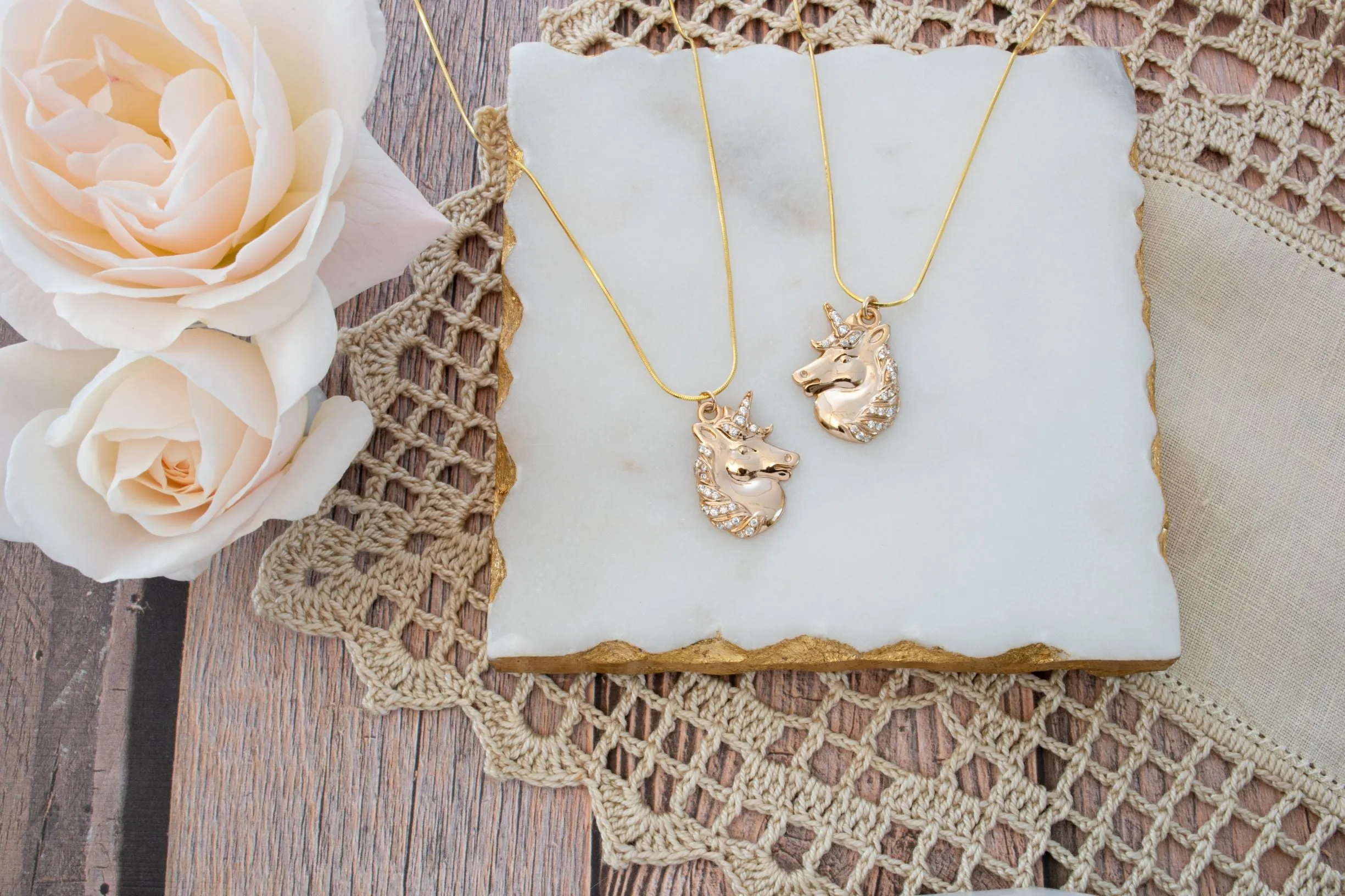 "Partners in Magic" Mystical Unicorn Necklace Pair, Best Friends, Mommy & Me