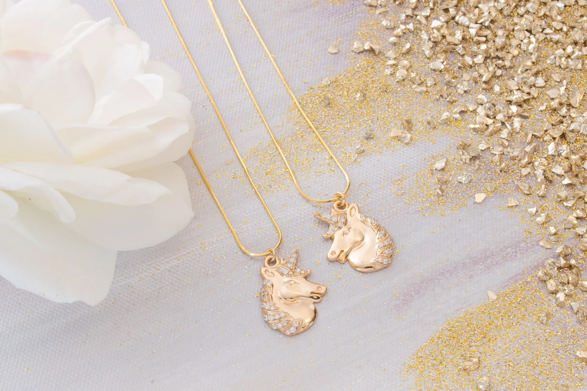 "Partners in Magic" Mystical Unicorn Necklace Pair, Best Friends, Mommy & Me