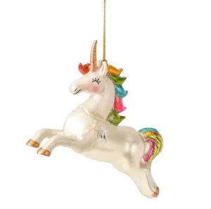 Rainbow Unicorn Glass Ornament