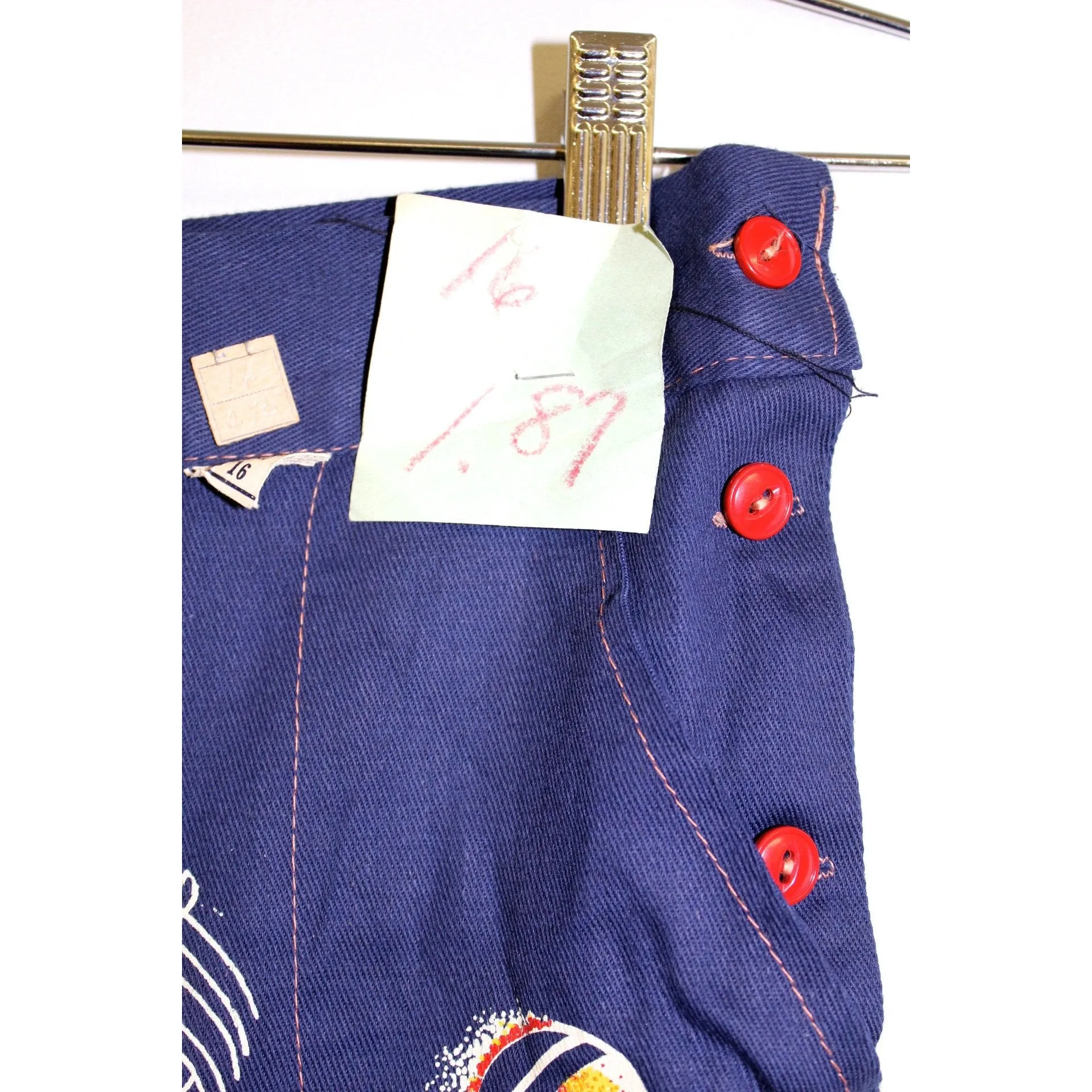 RARE Vintage Womens Girls Jeans Pants 1940s Deadstock Amazing Big Band Graphics  High Waist