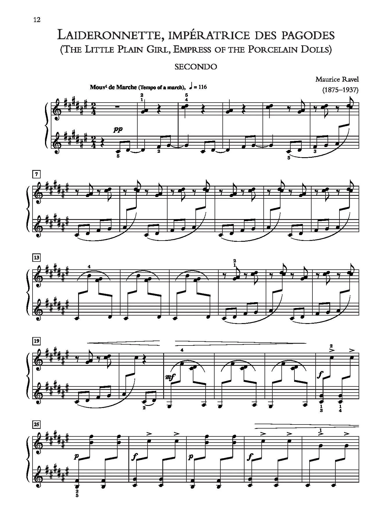 Ravel: Ma mère l'oye (Mother Goose Suite) for Piano Duet