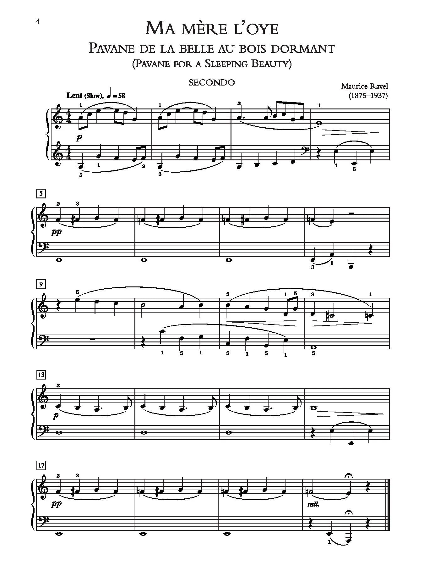 Ravel: Ma mère l'oye (Mother Goose Suite) for Piano Duet
