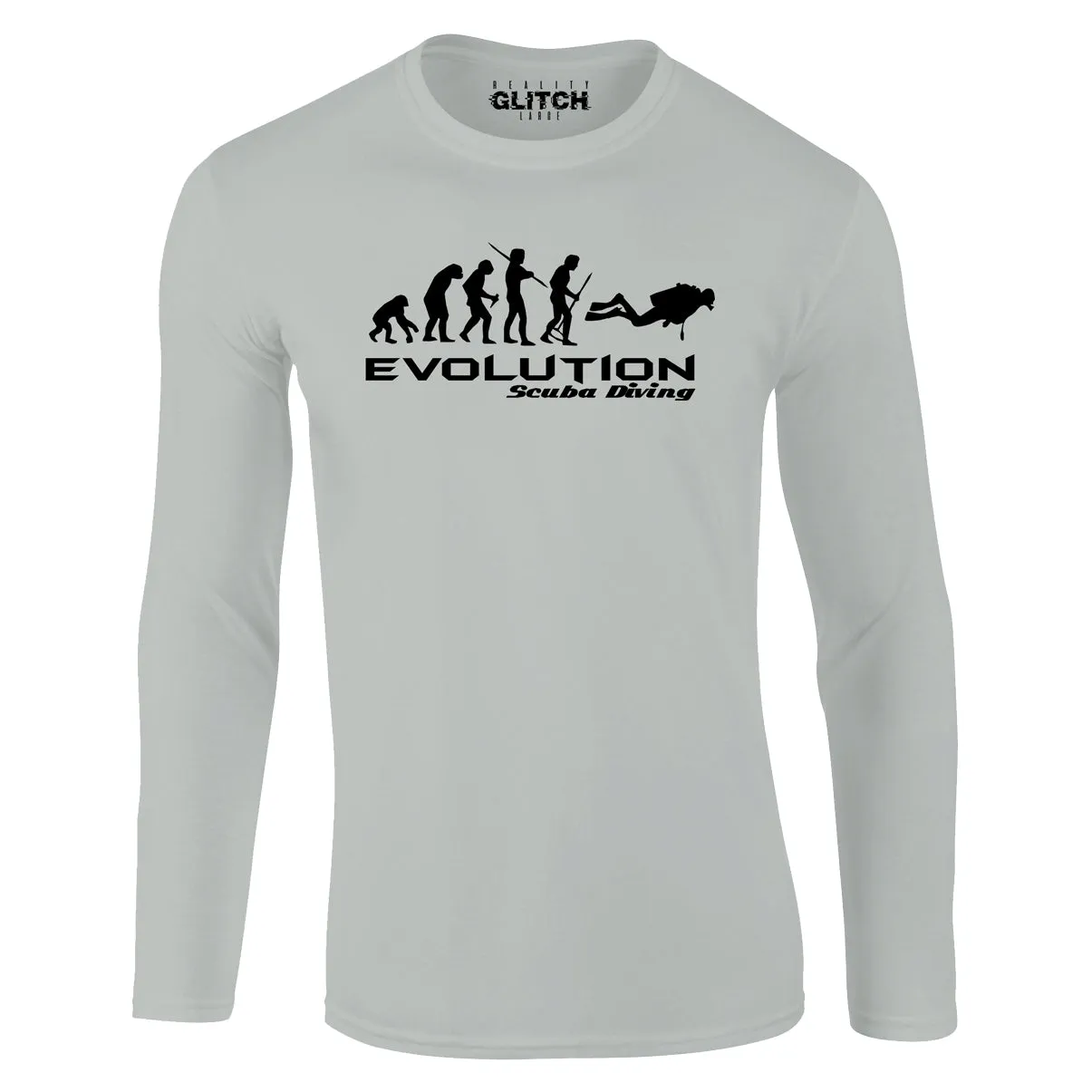 Reality Glitch Evolution of Scuba Diving Mens T-Shirt - Long Sleeve