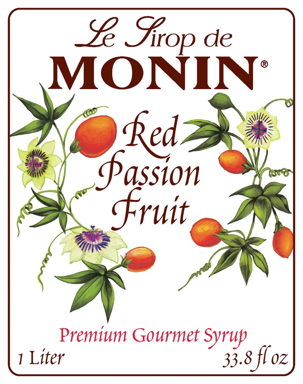 Red Passion Fruit - Monin - Premium Syrups and Flavourings - 4 x 1 L per case