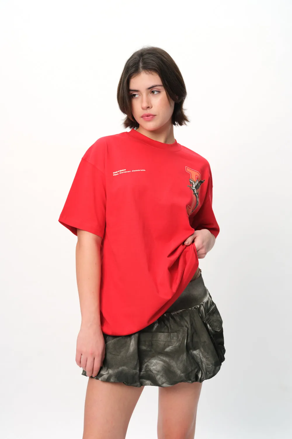 Red Rise To Power Premium Oversized T-Shirt