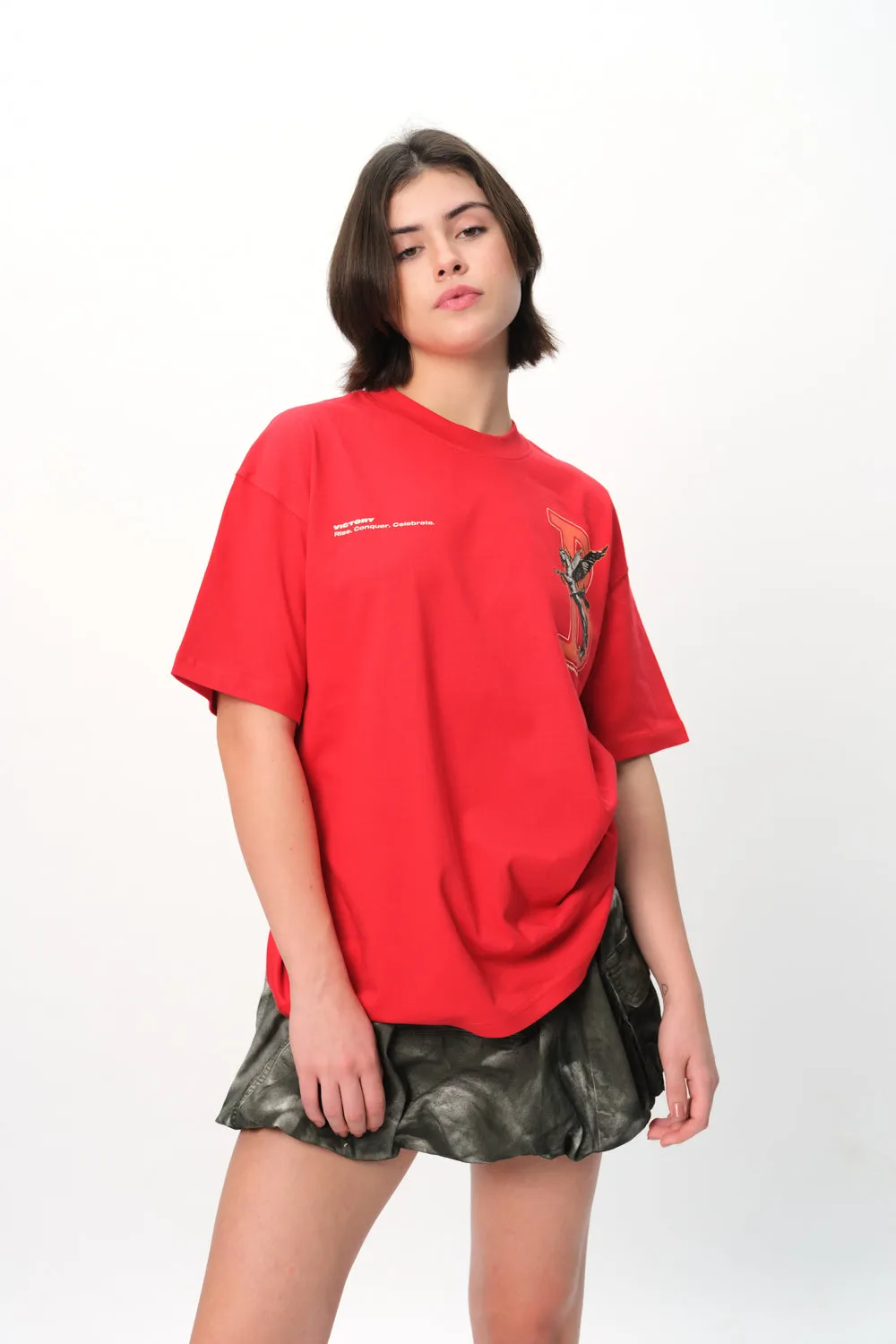 Red Rise To Power Premium Oversized T-Shirt
