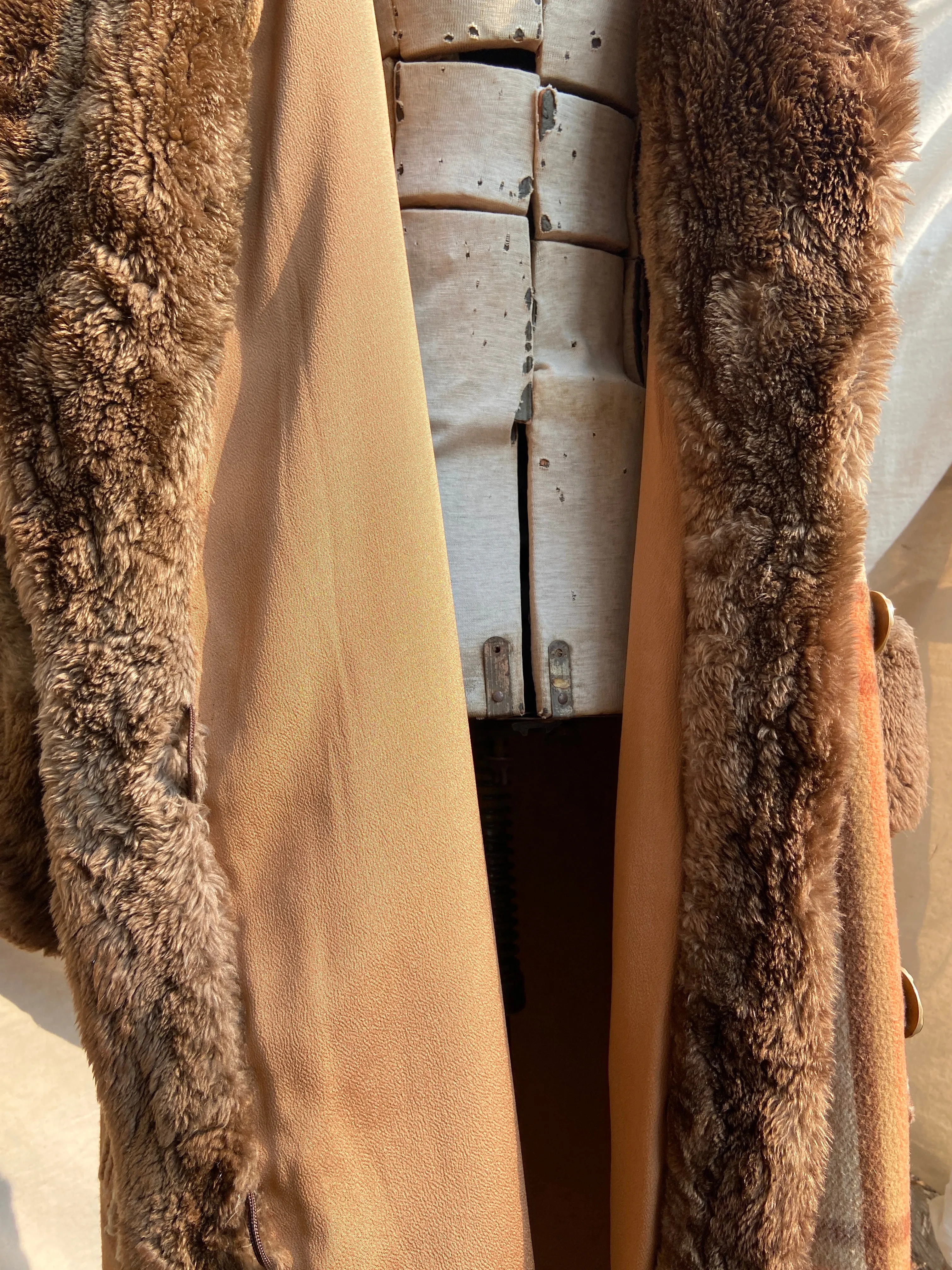 RESERVED~ 1920s Plaid Wool Fur Trimmed Fringe Coat