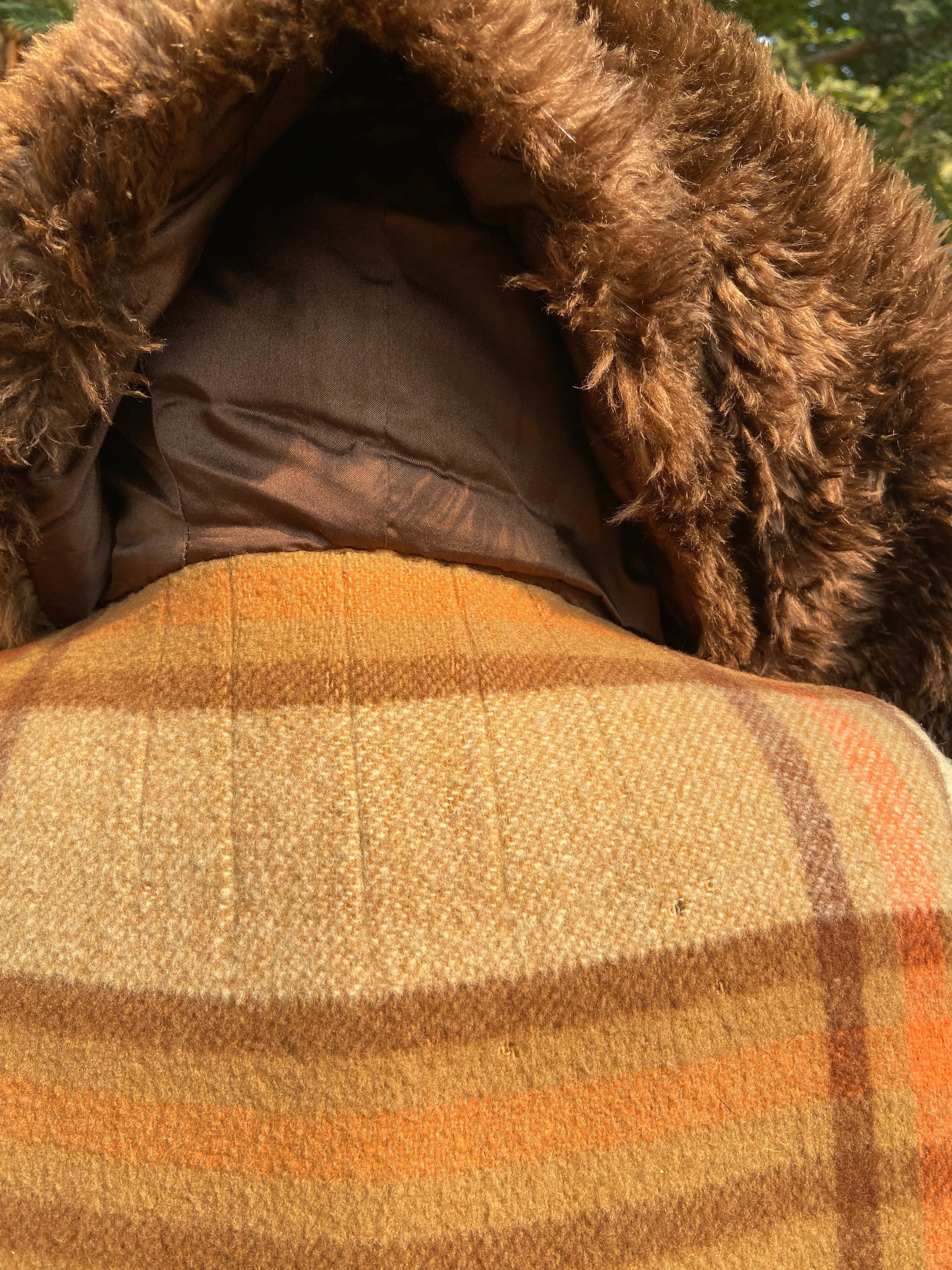 RESERVED~ 1920s Plaid Wool Fur Trimmed Fringe Coat