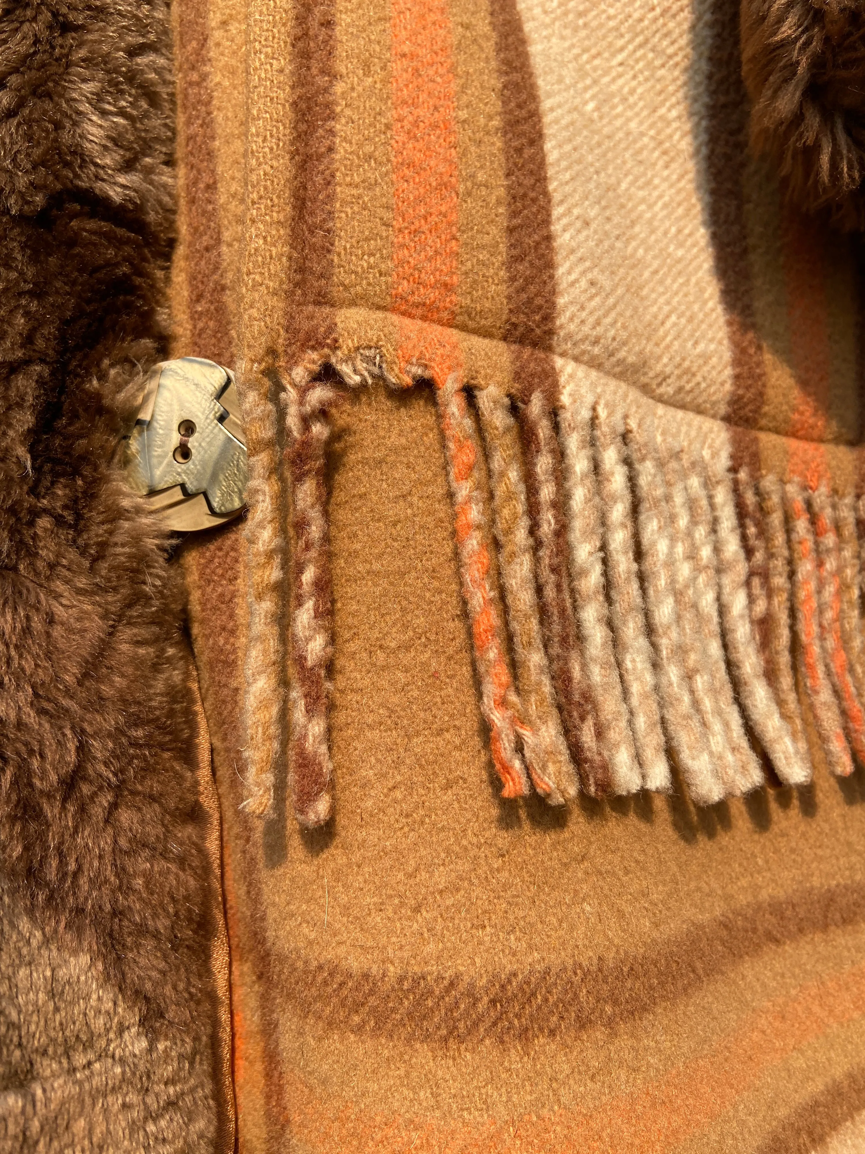 RESERVED~ 1920s Plaid Wool Fur Trimmed Fringe Coat