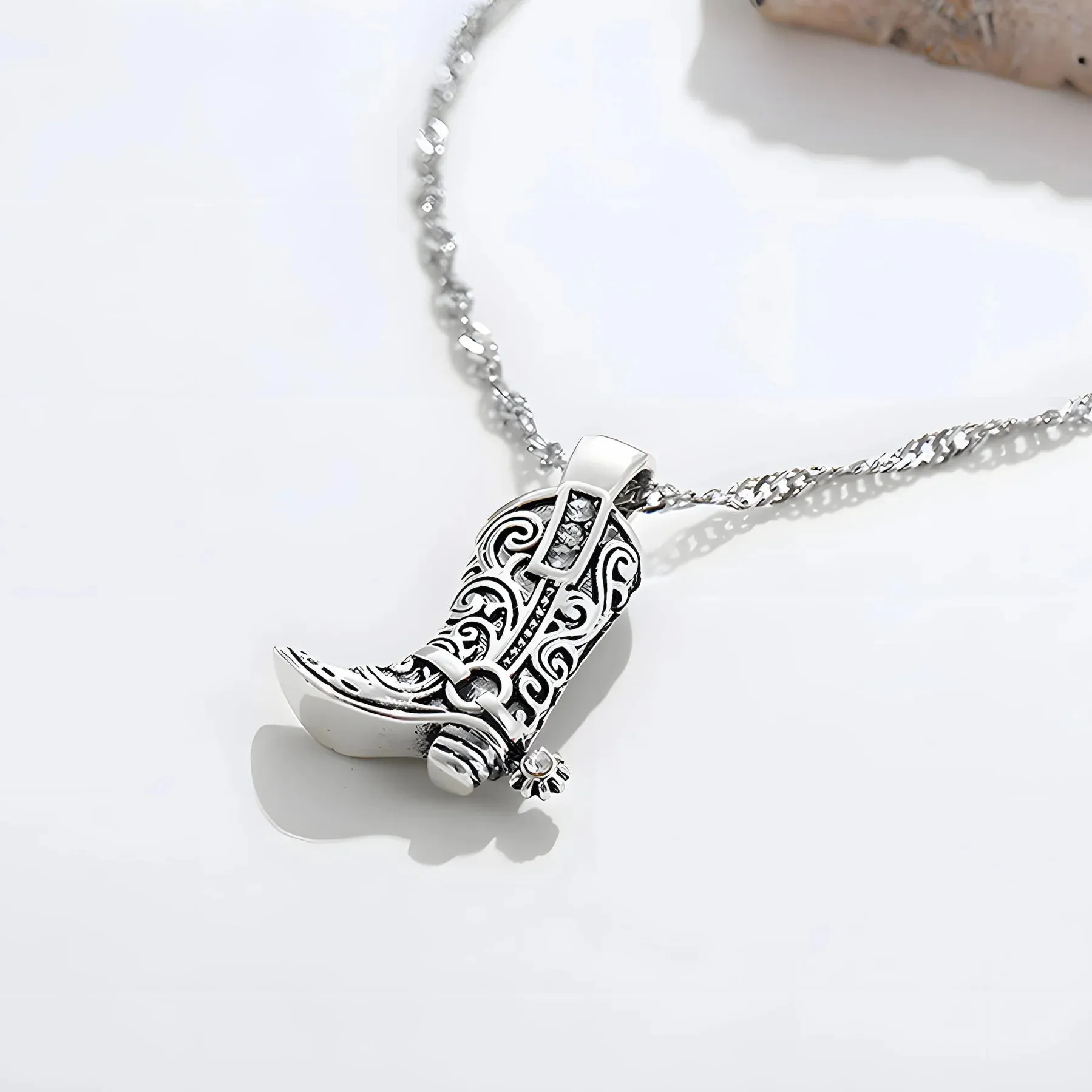 Rhinestone Country Boot Necklace