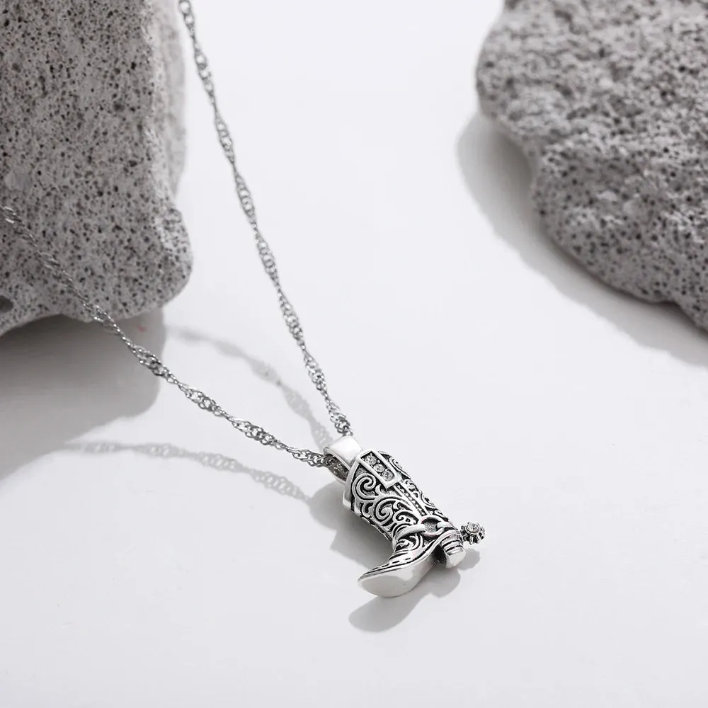 Rhinestone Country Boot Necklace